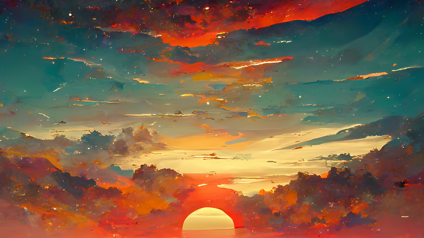 Обои вода, облако, атмосфера, послесвечение, природа в разрешении 1366x768