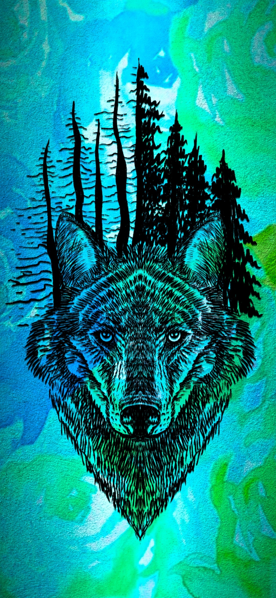 Обои подземные воды, лазурный, пасть, арт, живопись в разрешении 1125x2436