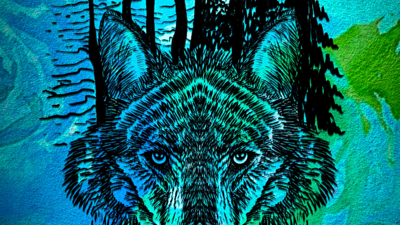 Обои подземные воды, лазурный, пасть, арт, живопись в разрешении 1366x768