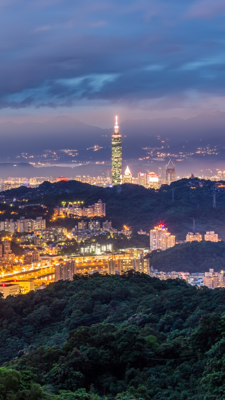 Обои Тайбэй 101, город, городской район, городской пейзаж, ориентир в разрешении 720x1280