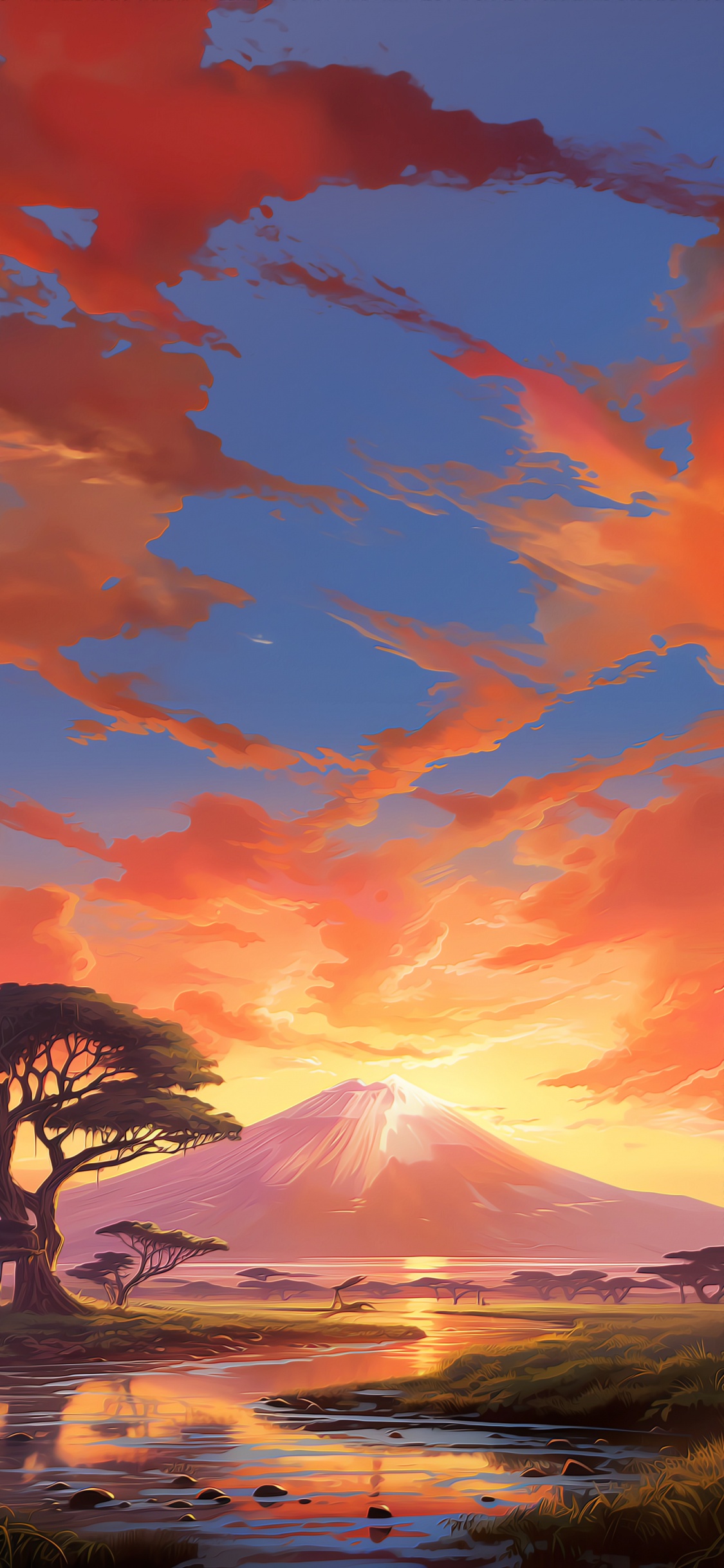 Обои послесвечение, облако, вода, атмосфера, экорегион в разрешении 1125x2436