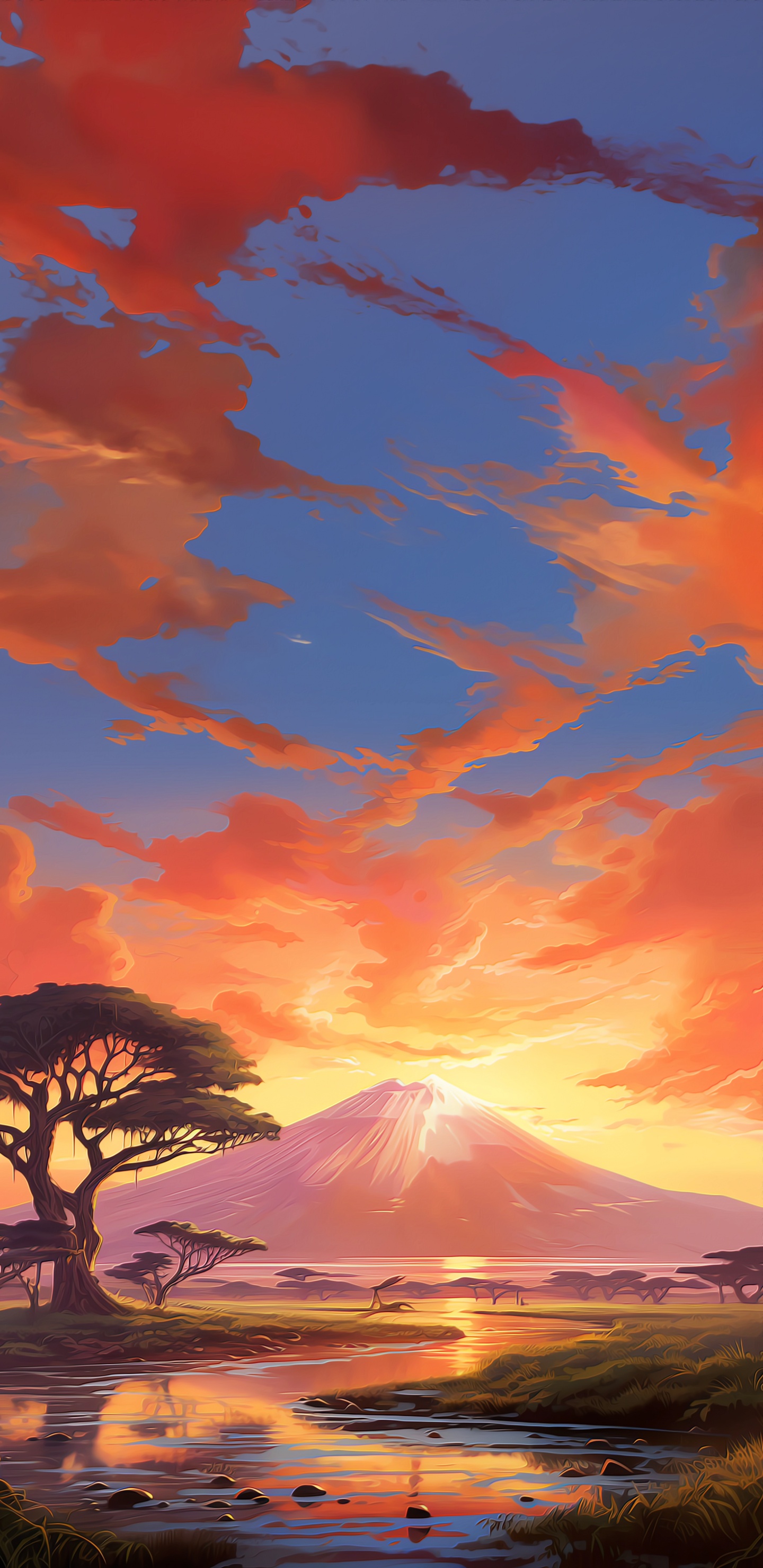 Обои послесвечение, облако, вода, атмосфера, экорегион в разрешении 1440x2960