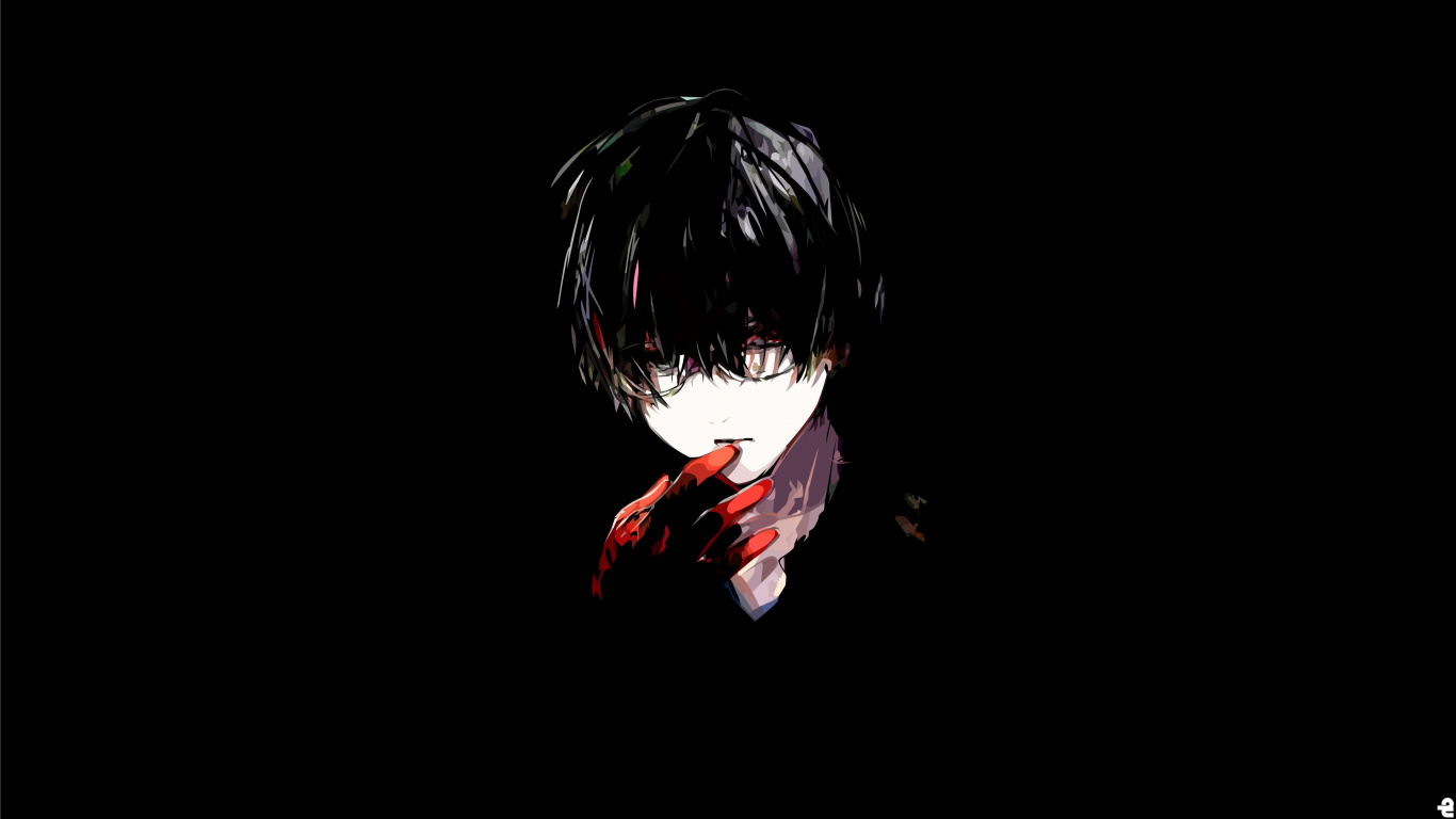 Обои Токио вурдалак, аниме, черный, темнота, вымышленный персонаж в разрешении 1366x768