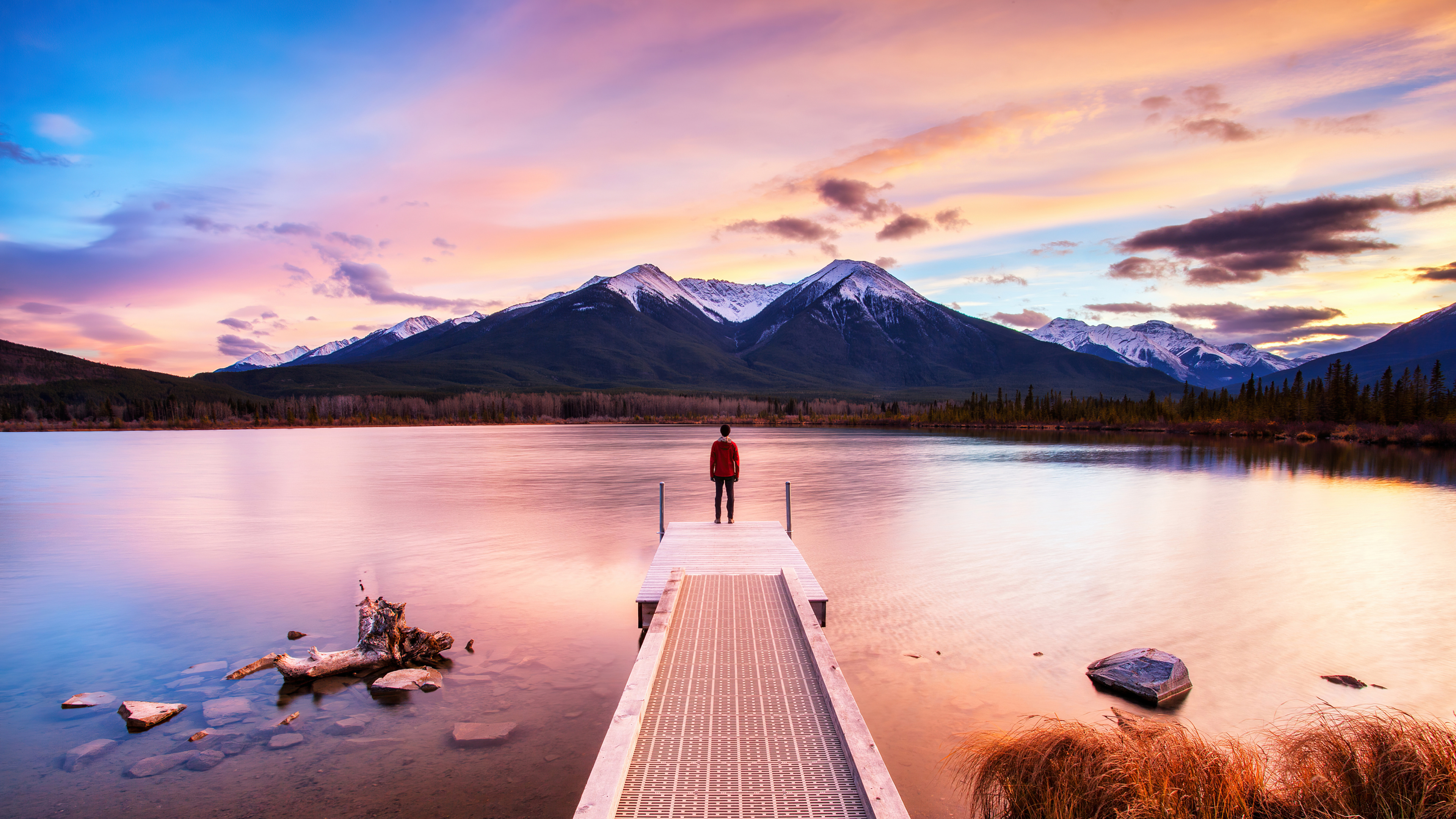 Обои национальный парк банф, облако, вода, гидроресурсы, растение в разрешении 3840x2160