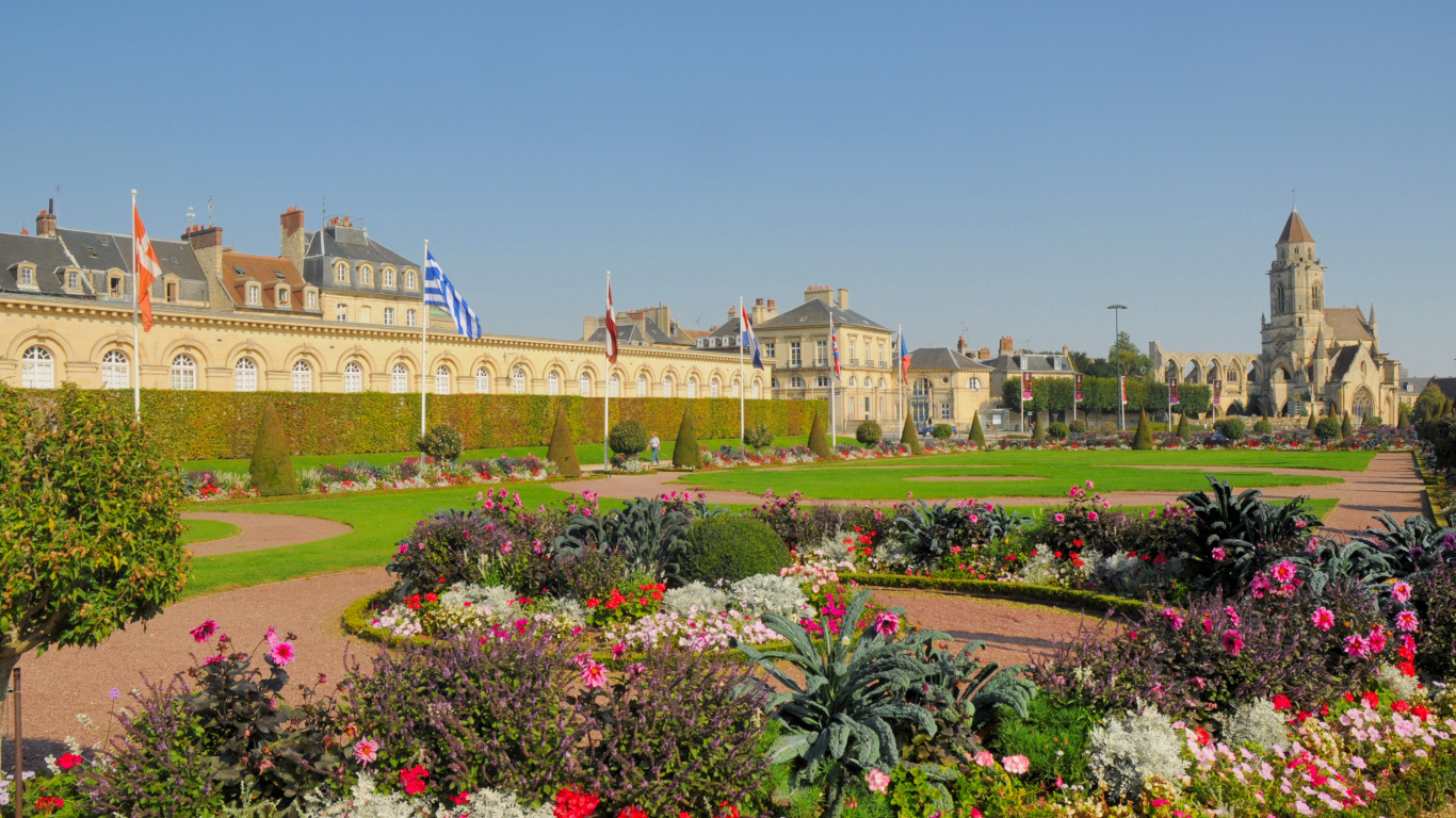 Обои ориентир, LAbbaye-о-ом, сад, дворец, здание в разрешении 1366x768