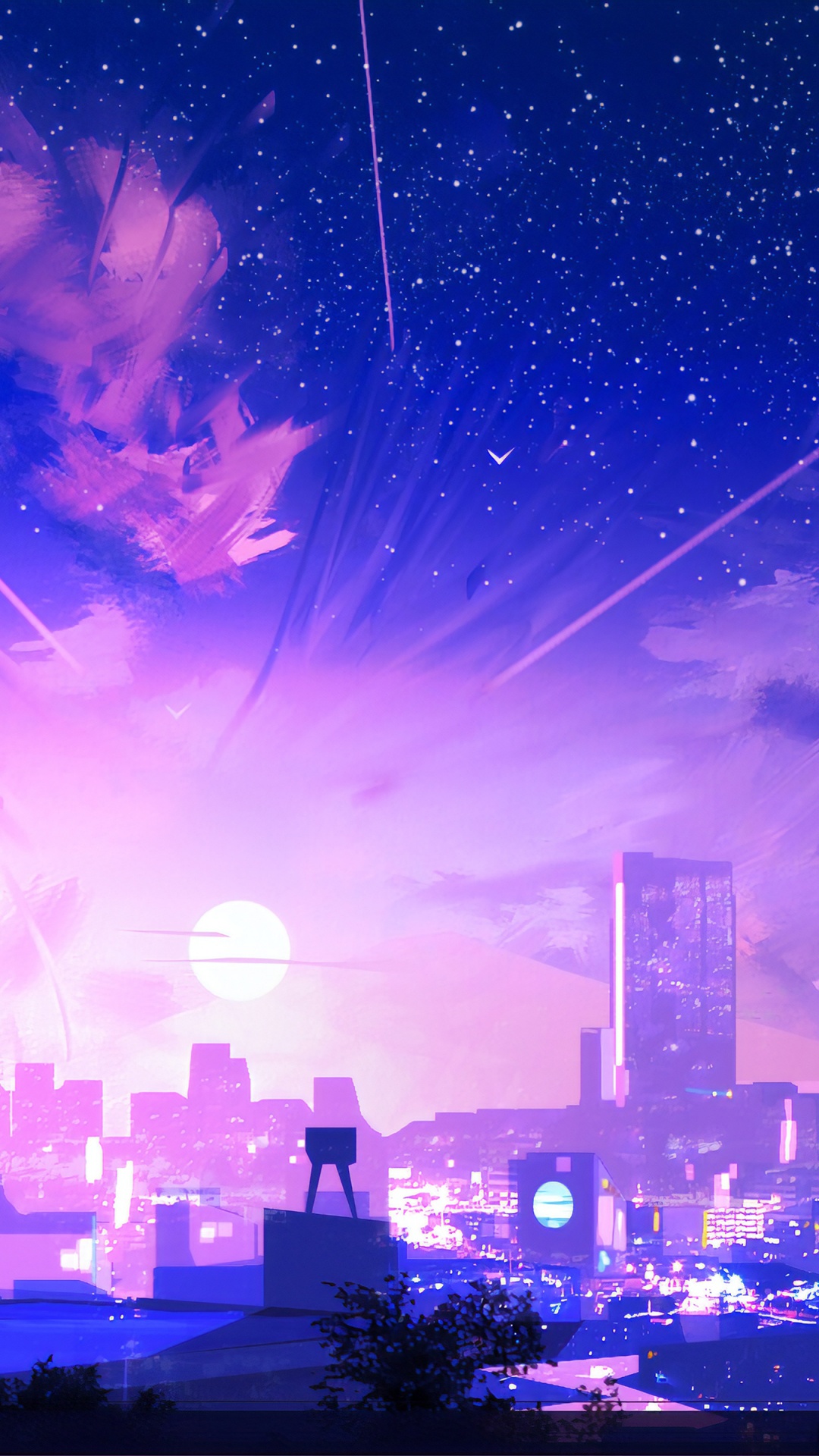 Обои цифровое искусство, арт, иллюстрация, синий, пурпур в разрешении 1080x1920