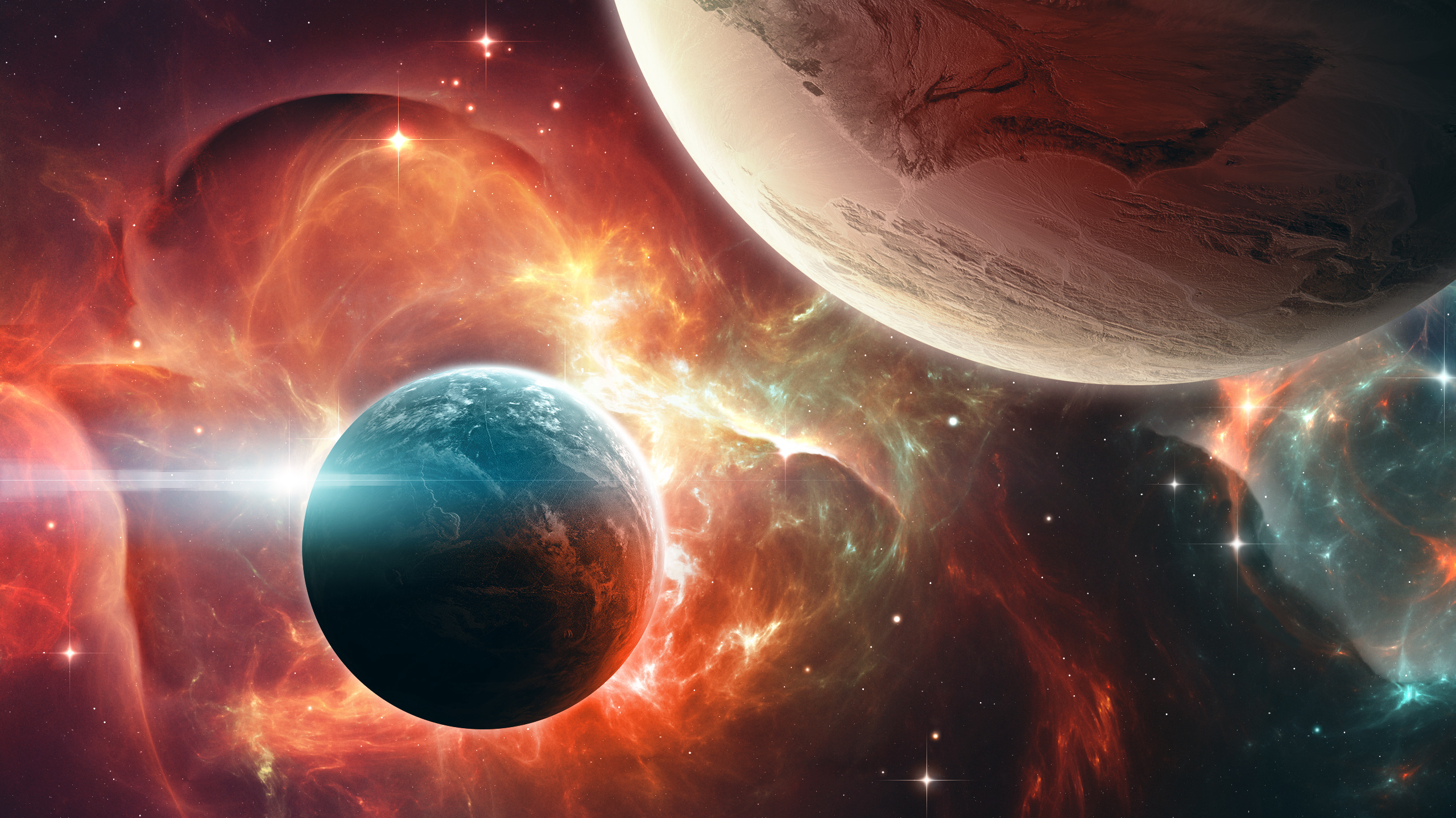 Обои космическое пространство, астрономический объект, космос, планета, атмосфера в разрешении 2560x1440