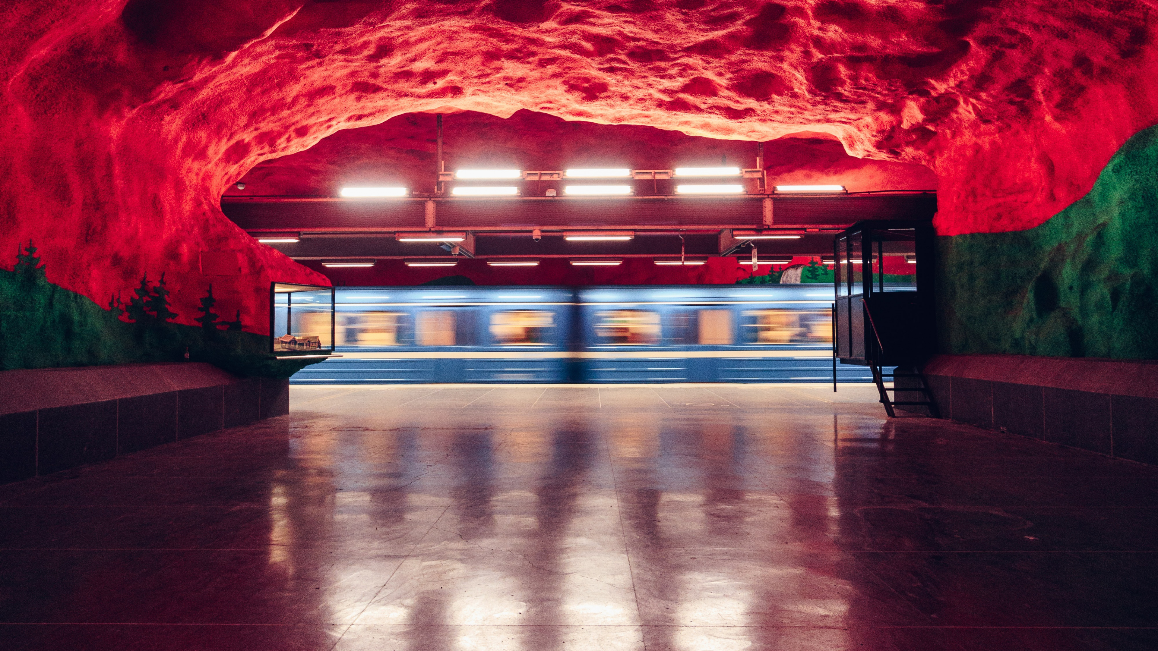 Обои ночь, освещение, красочность, этаж, дерево в разрешении 3840x2160