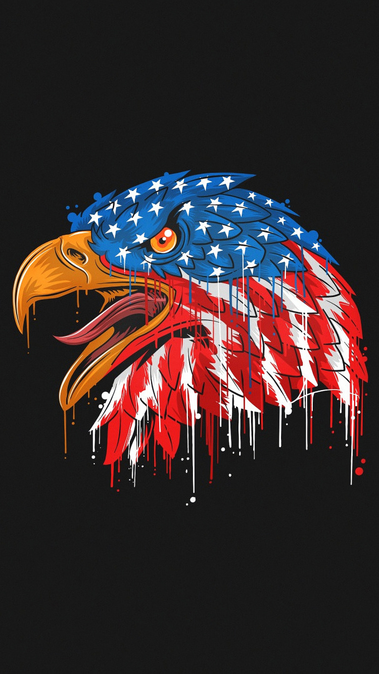 Обои флаг, Орел, флаг Соединенных Штатов, Ара, иллюстрации в разрешении 750x1334