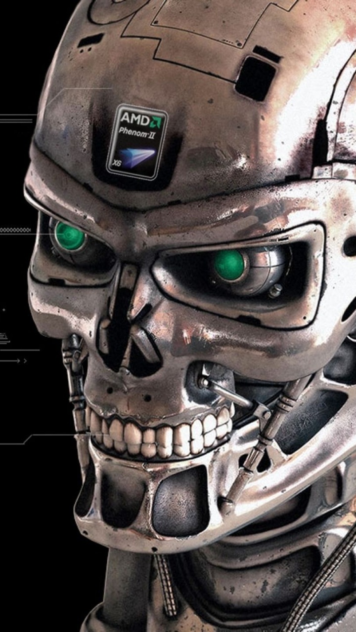 Обои шлем, робот, технологии, Терминатор 4, защитное снаряжение в спорте в разрешении 720x1280