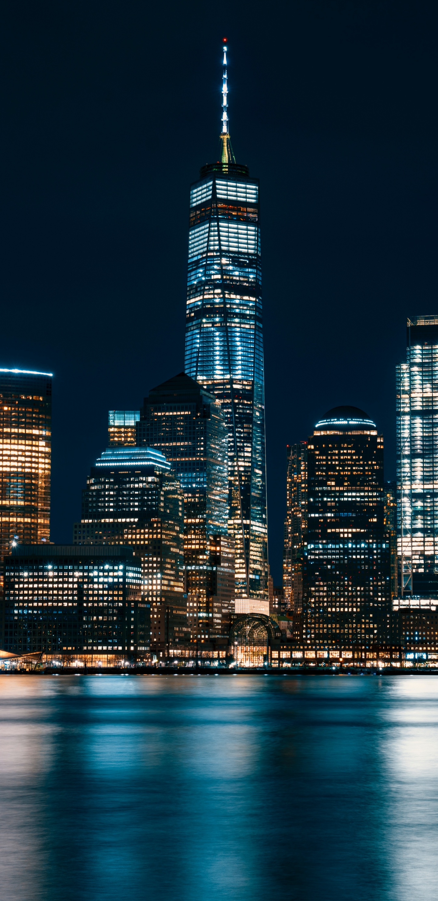 Обои Всемирный торговый центр 1, город, городской пейзаж, линия горизонта, метрополия в разрешении 1440x2960