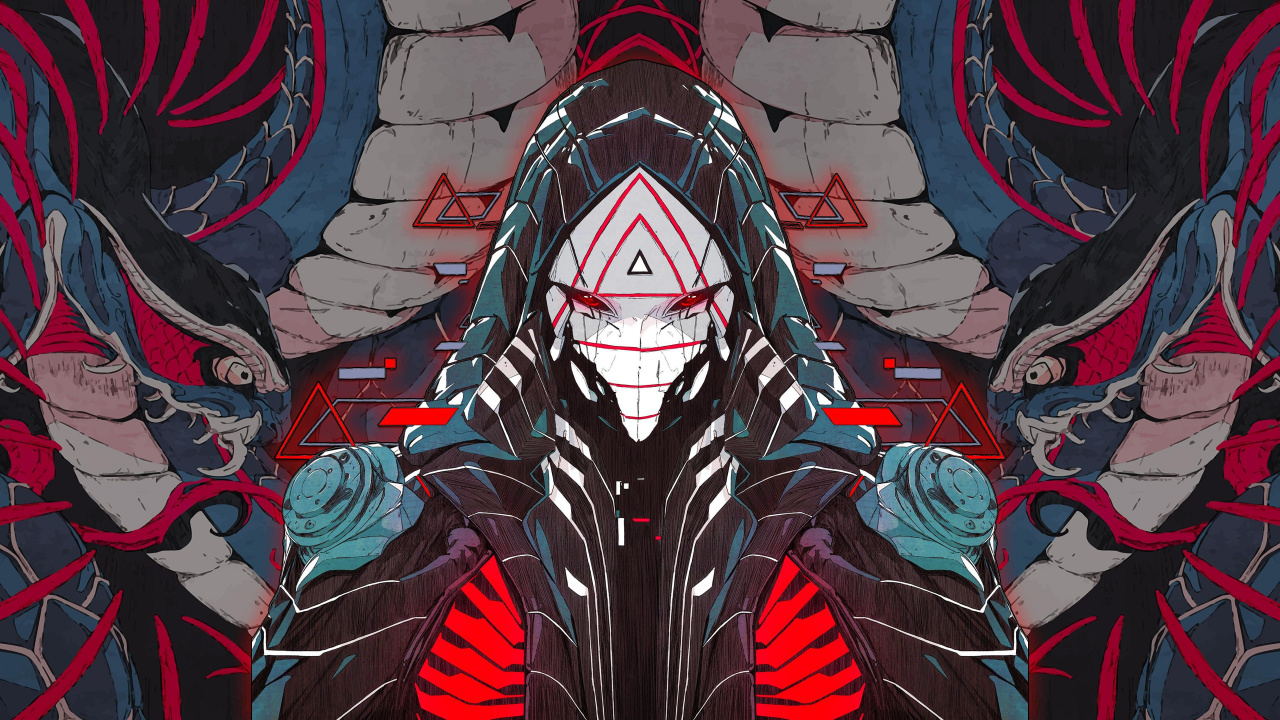 Обои уроборос, микрофон, цифровое искусство, рот, ткань в разрешении 1280x720