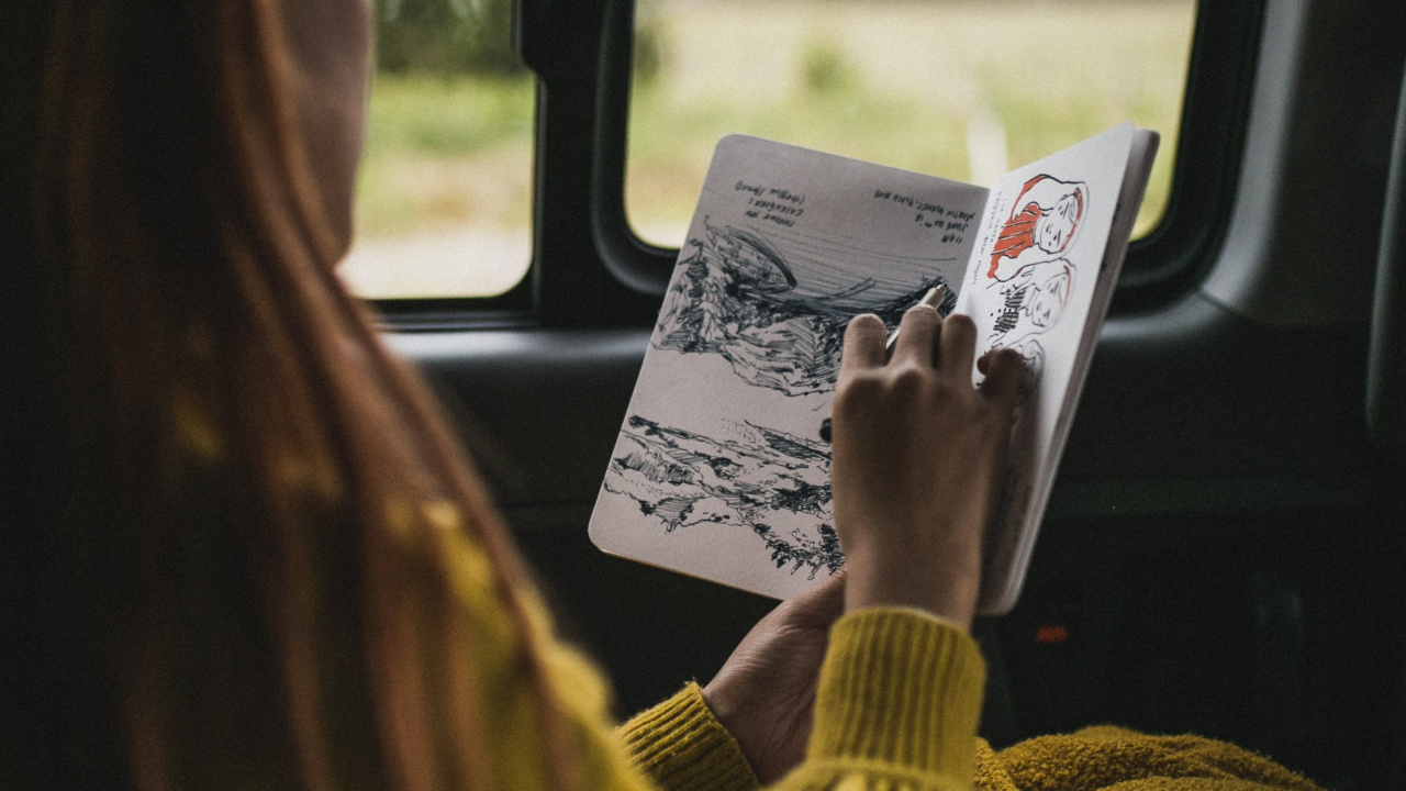 Обои рисование, желтый, транспорт, технологии, чтение в разрешении 1280x720