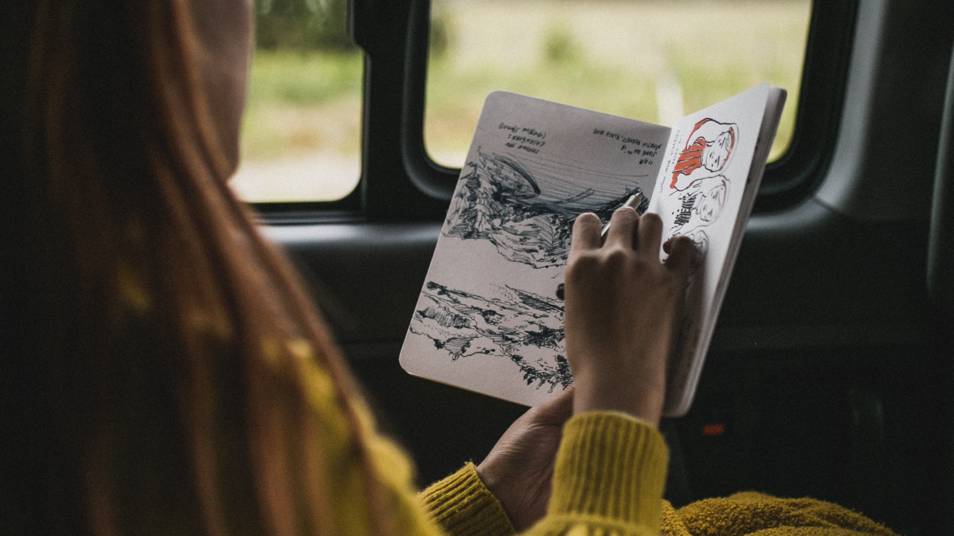 Обои рисование, желтый, транспорт, технологии, чтение в разрешении 1920x1080