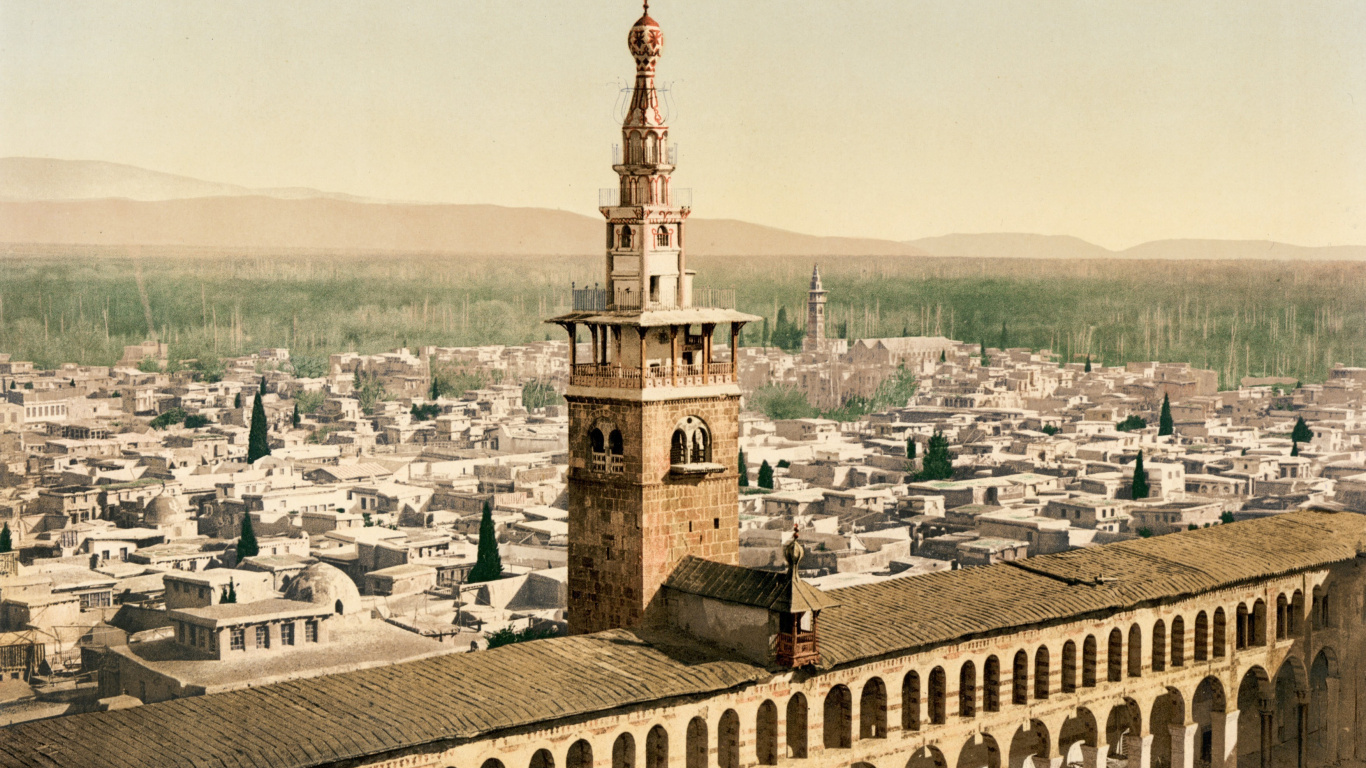 Обои Мечеть Омейядов, ориентир, город, архитектура, здание в разрешении 1366x768