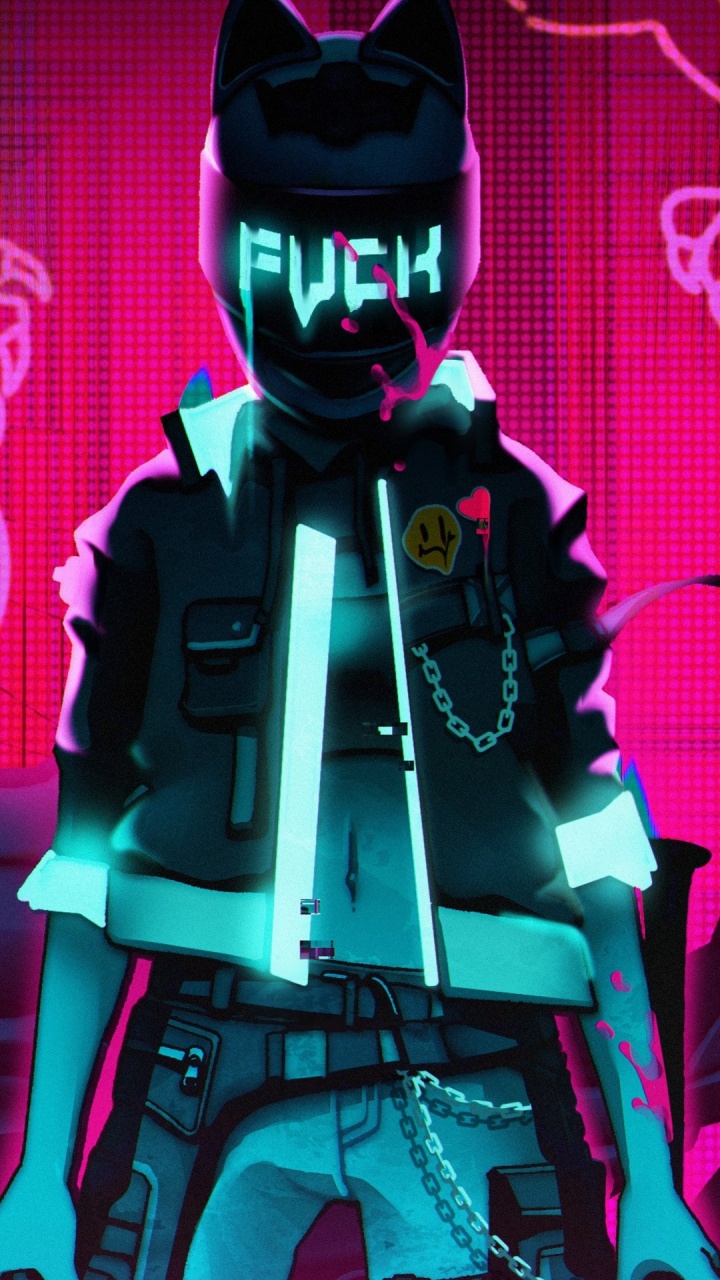 Обои байкер хаффи киберпанк 2077, Киберпанк 2077, Киберпанк, верхняя одежда, свет в разрешении 720x1280