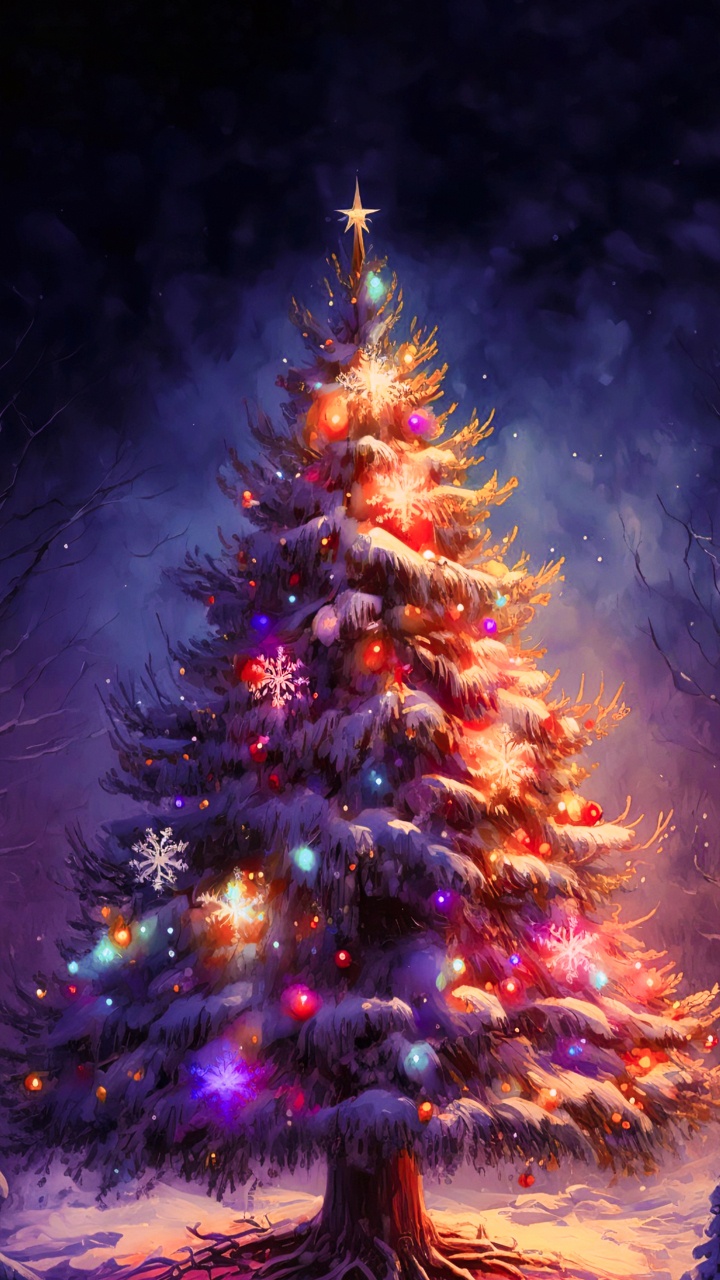 Обои елка, Рождество, дерево, Рождественские огни, Пихта бальзамическая в разрешении 720x1280