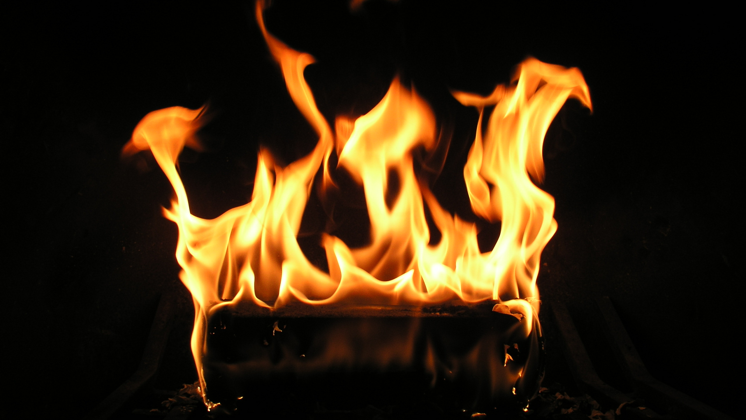 Обои пламя, огонь, тепло, темнота, костер в разрешении 2560x1440