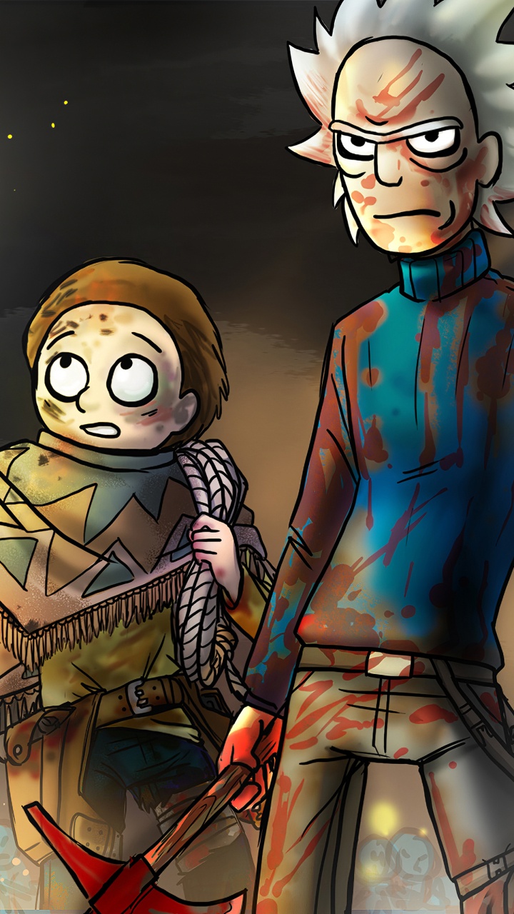 Обои Рик Санчез, Морти Смит, мультсериал, мультфильм, иллюстрация в разрешении 720x1280