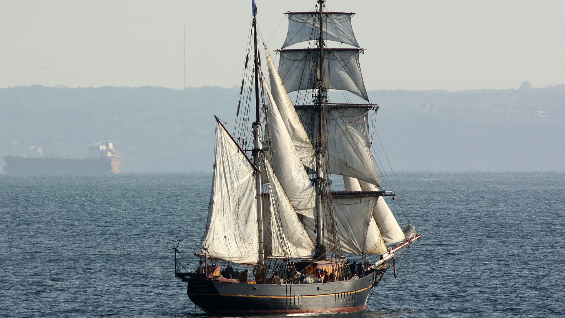 Обои парусник, Бригантина, высокий корабль, баркентины, лодка в разрешении 1920x1080
