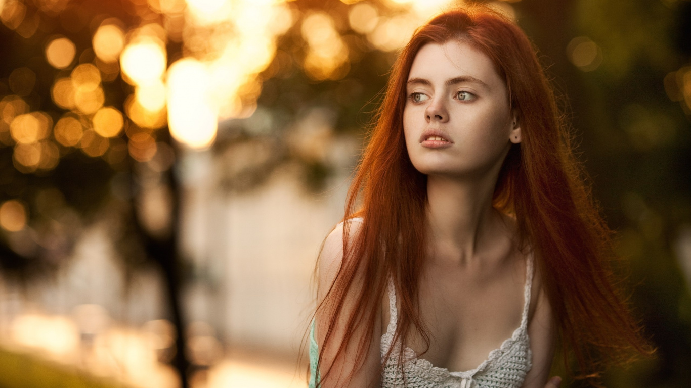 Обои рыжие волосы, волосы, Люди в природе, лицо, красота в разрешении 1366x768