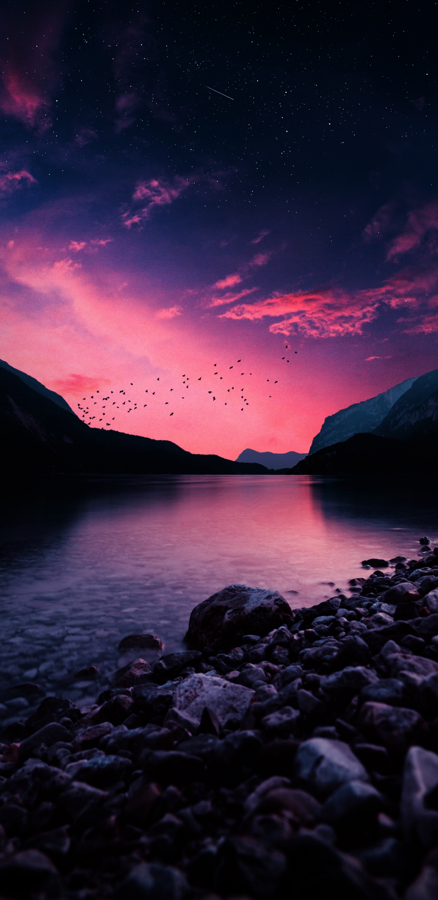 Обои золотой час, вода, облако, атмосфера, гидроресурсы в разрешении 1440x2960