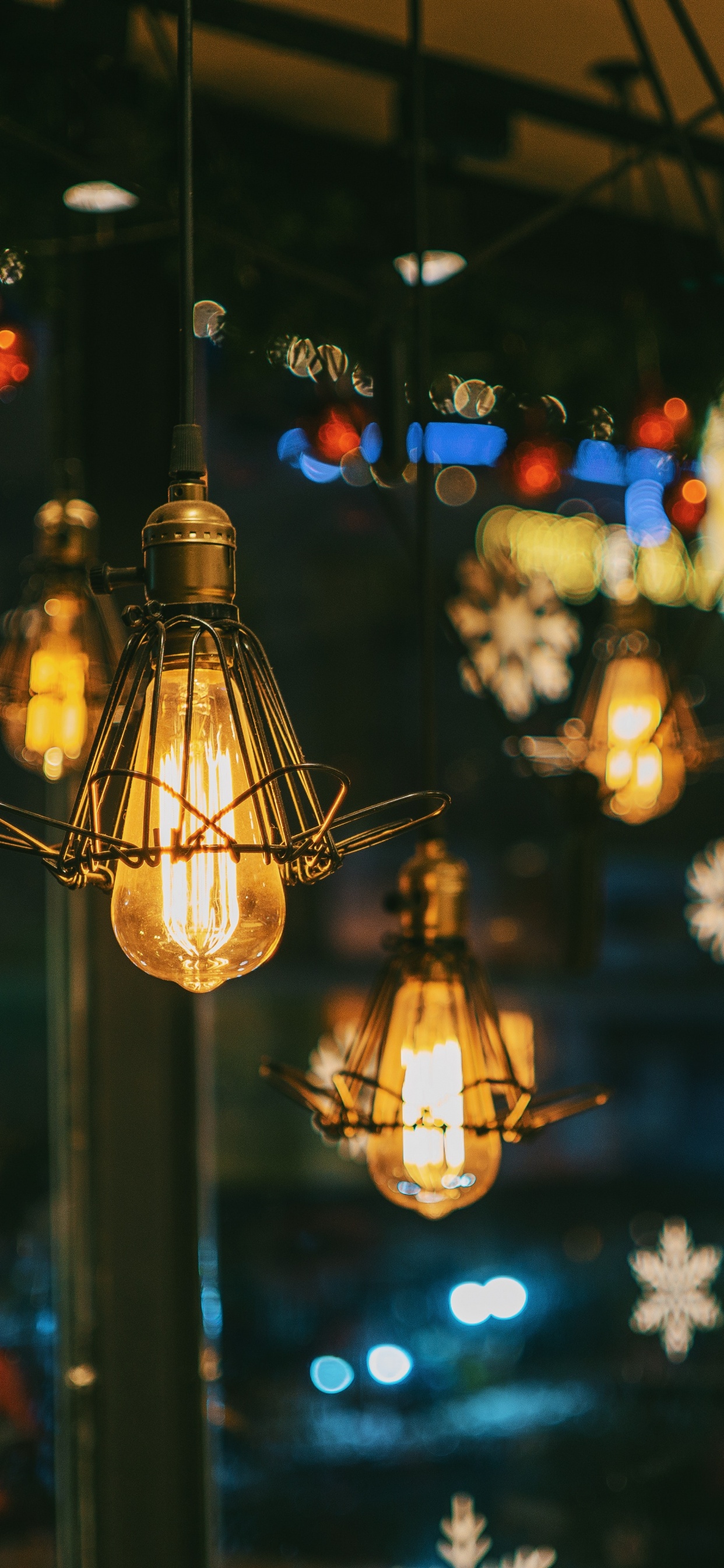 Обои освещение, свет, фонарь, ночь, дерево в разрешении 1242x2688