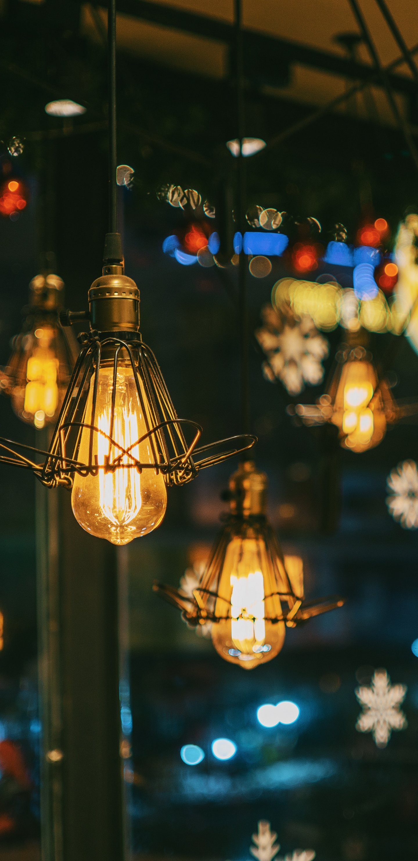 Обои освещение, свет, фонарь, ночь, дерево в разрешении 1440x2960