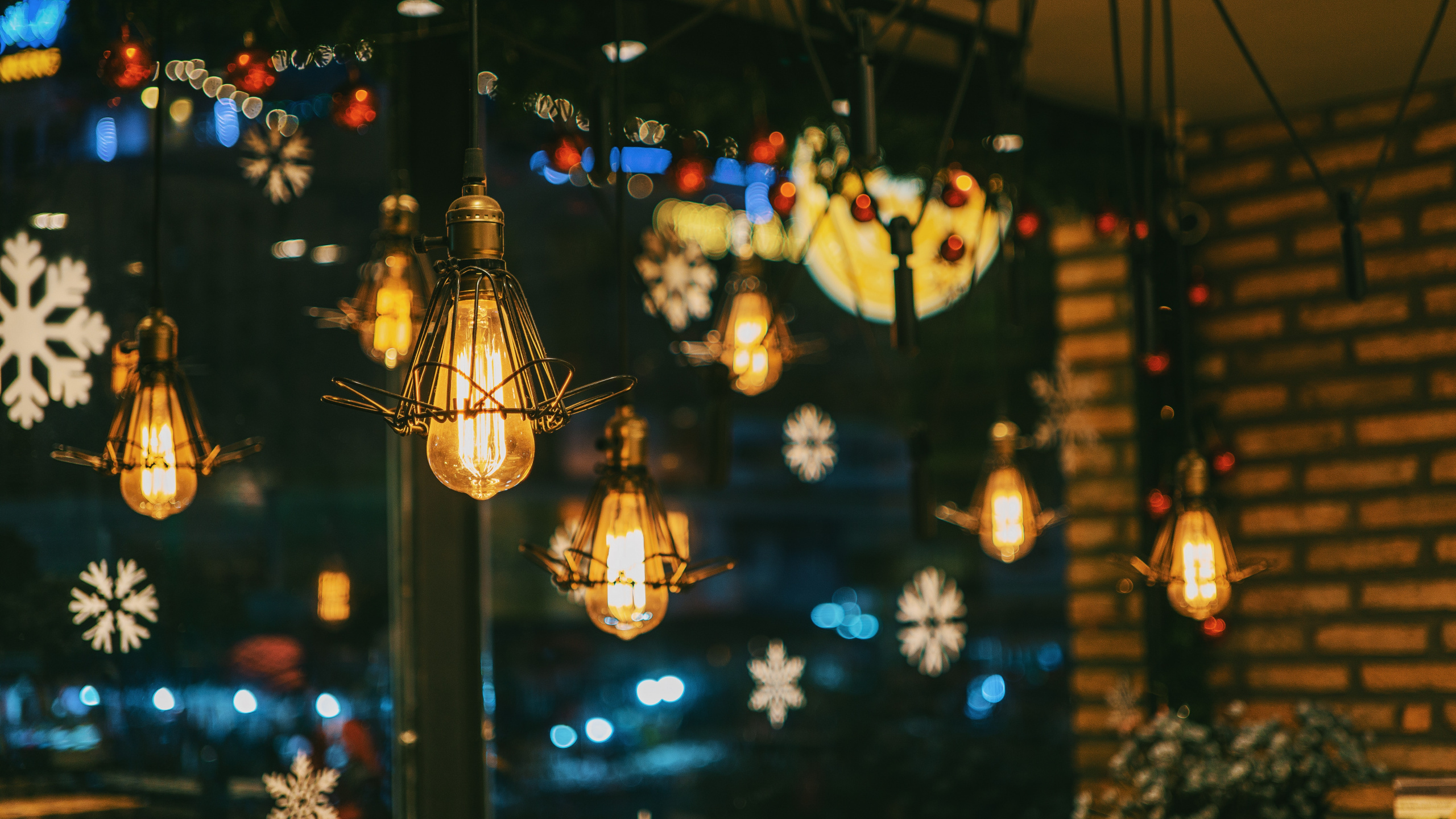 Обои освещение, свет, фонарь, ночь, дерево в разрешении 2560x1440