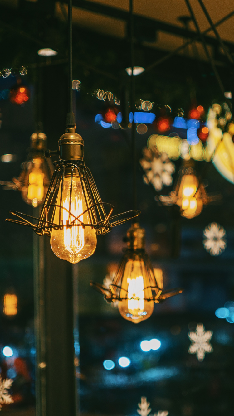 Обои освещение, свет, фонарь, ночь, дерево в разрешении 750x1334