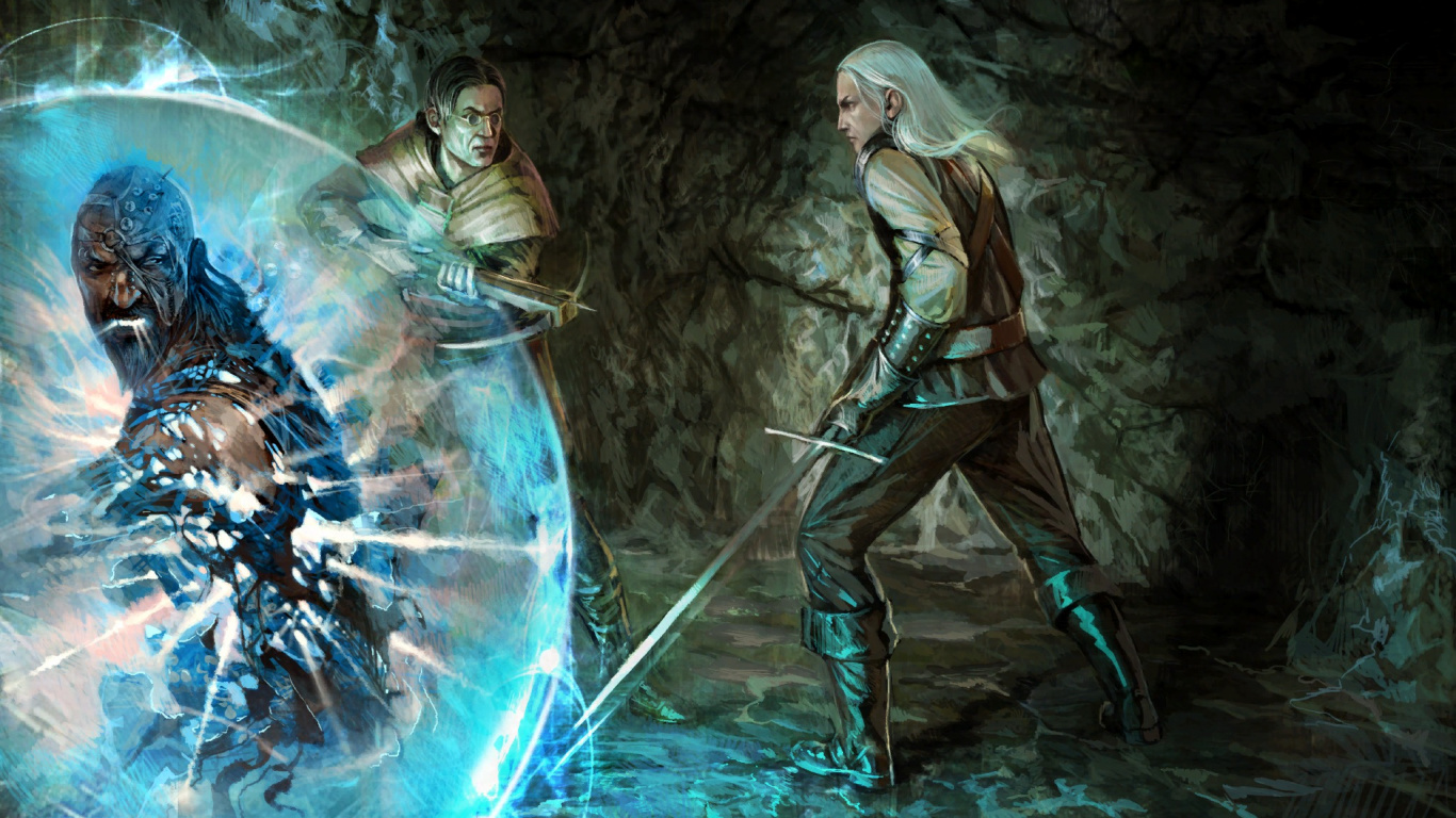 Обои Ведьмак, Геральт из ривии, Ведьмак 3 дикая охота, маг, приключенческая игра в разрешении 1366x768