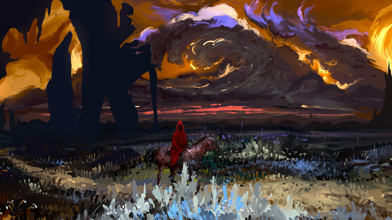 Обои арт, живопись, акварельные краски, иллюстрация, мир в разрешении 1366x768