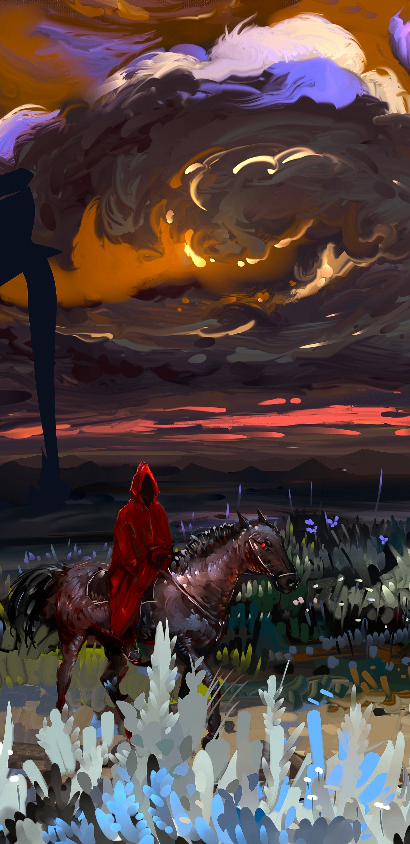 Обои арт, живопись, акварельные краски, иллюстрация, мир в разрешении 1440x2960