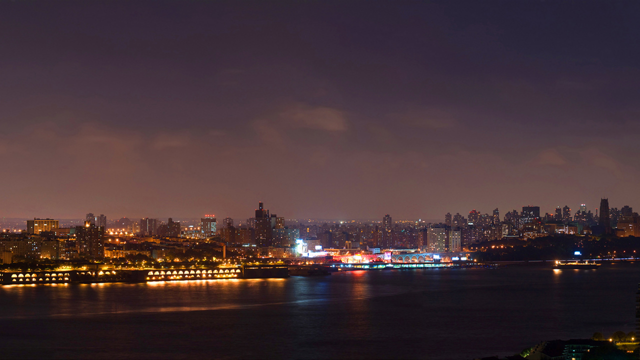 Обои городской пейзаж, ночь, город, линия горизонта, городской район в разрешении 1280x720