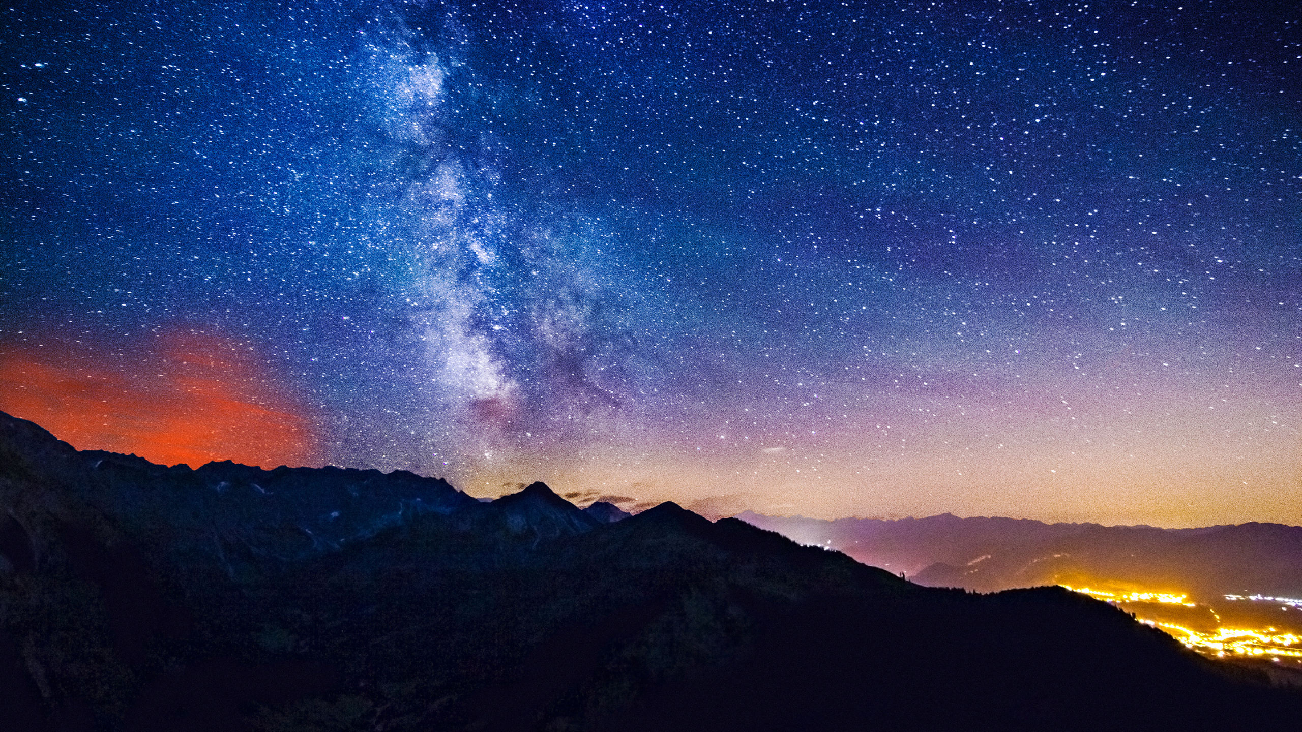 Обои Млечный Путь, звезда, Галактика, горный рельеф, гора в разрешении 2560x1440