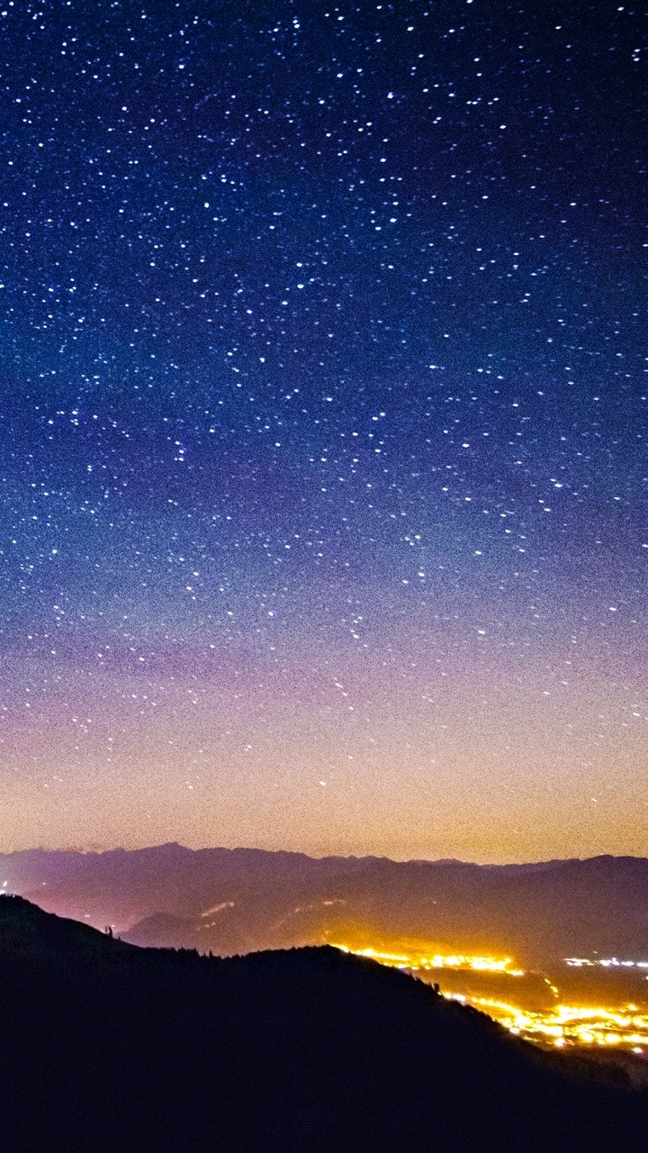 Обои Млечный Путь, звезда, Галактика, горный рельеф, гора в разрешении 720x1280