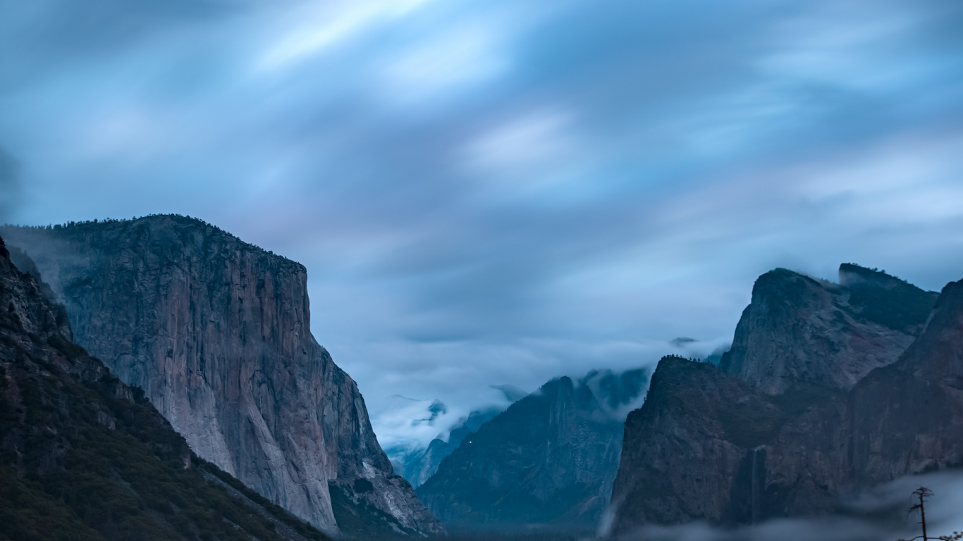Обои Йосемитский водопад, Верхний Йосемитский Водопад, парк, Эль-капитан, национальный парк в разрешении 1366x768