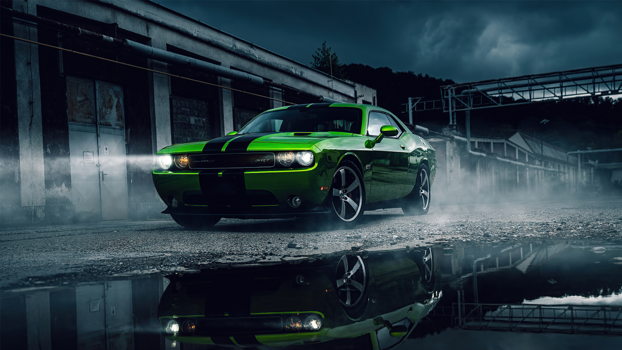 Обои зеленый Dodge Challenger, dodge, легковые автомобили, Dodge Challenger sxt 2021 года, Dodge Зарядное Устройство в разрешении 1280x720
