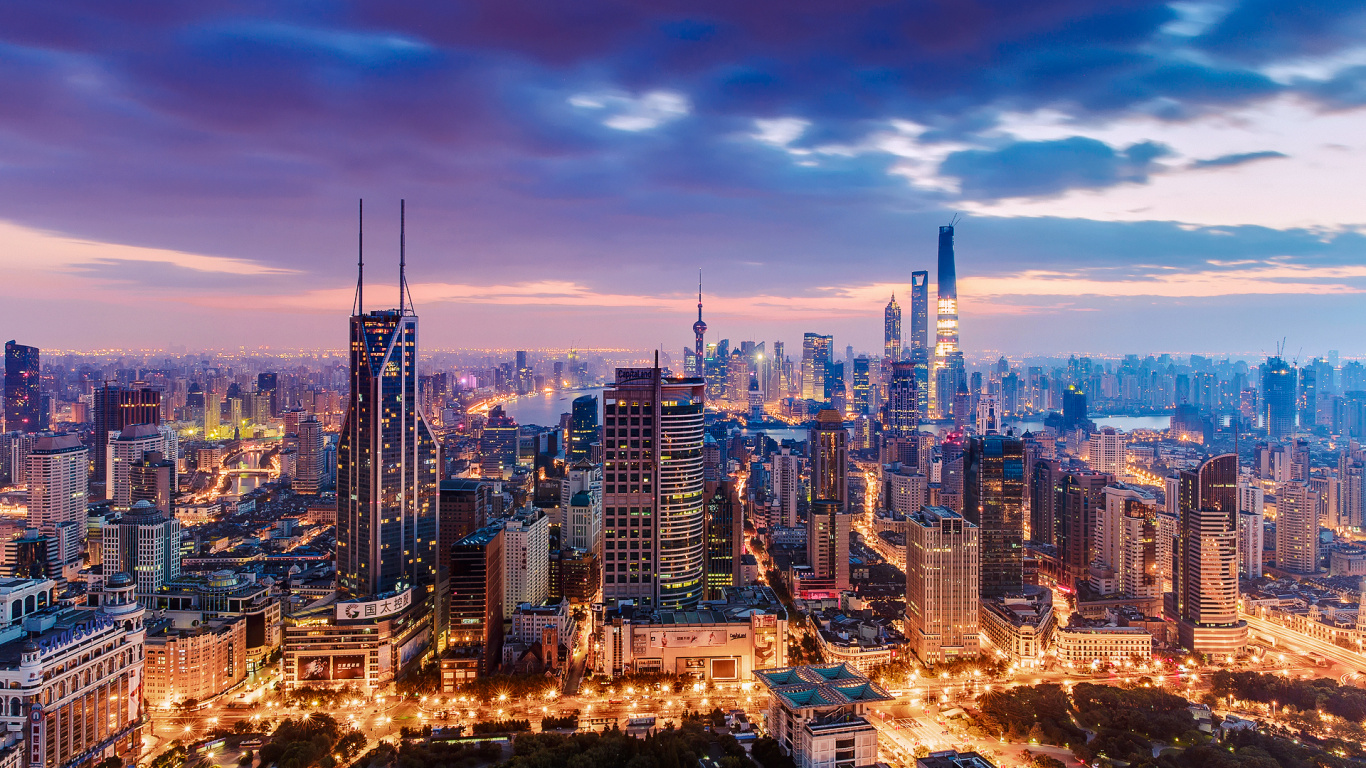 Обои Шанхайская Башня, город, городской пейзаж, городской район, метрополия в разрешении 1366x768