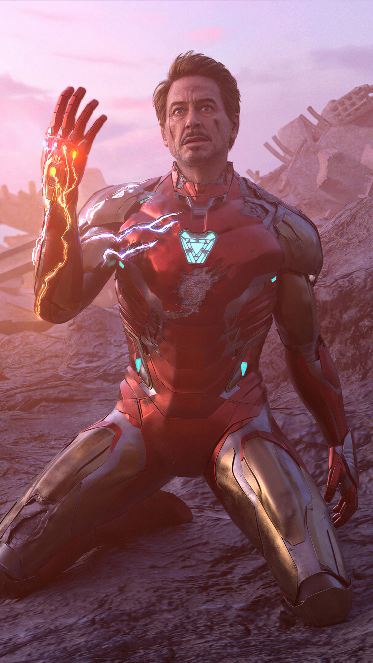 Обои Железный человек, супергерой, цифровое искусство, арт, небо в разрешении 750x1334