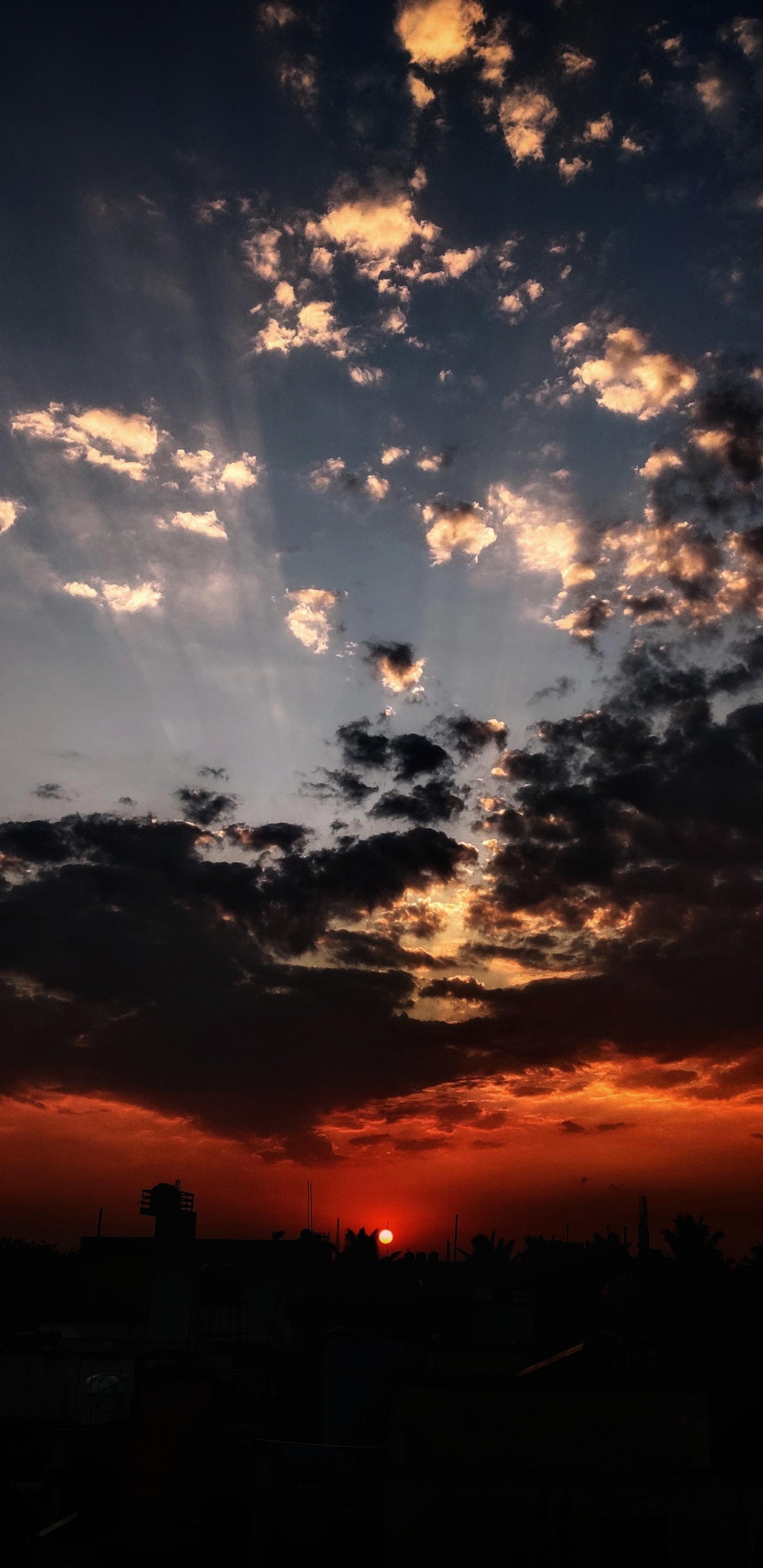 Обои облако, атмосфера, послесвечение, Оранжевый цвет, природный ландшафт в разрешении 1440x2960