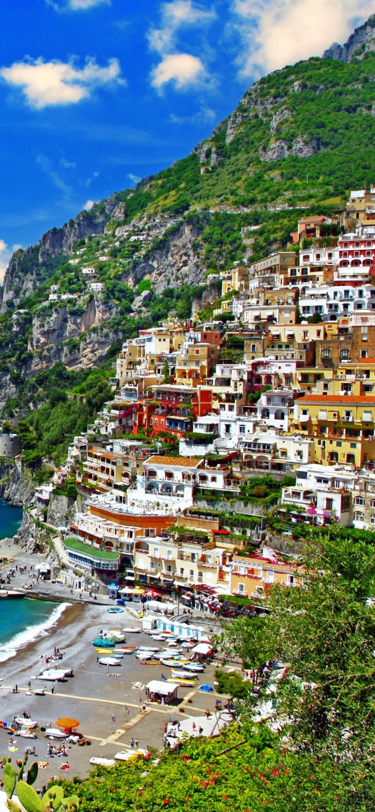 Обои Позитано, побережье, море, прибрежные и океанические рельефы, мыс в разрешении 1242x2688