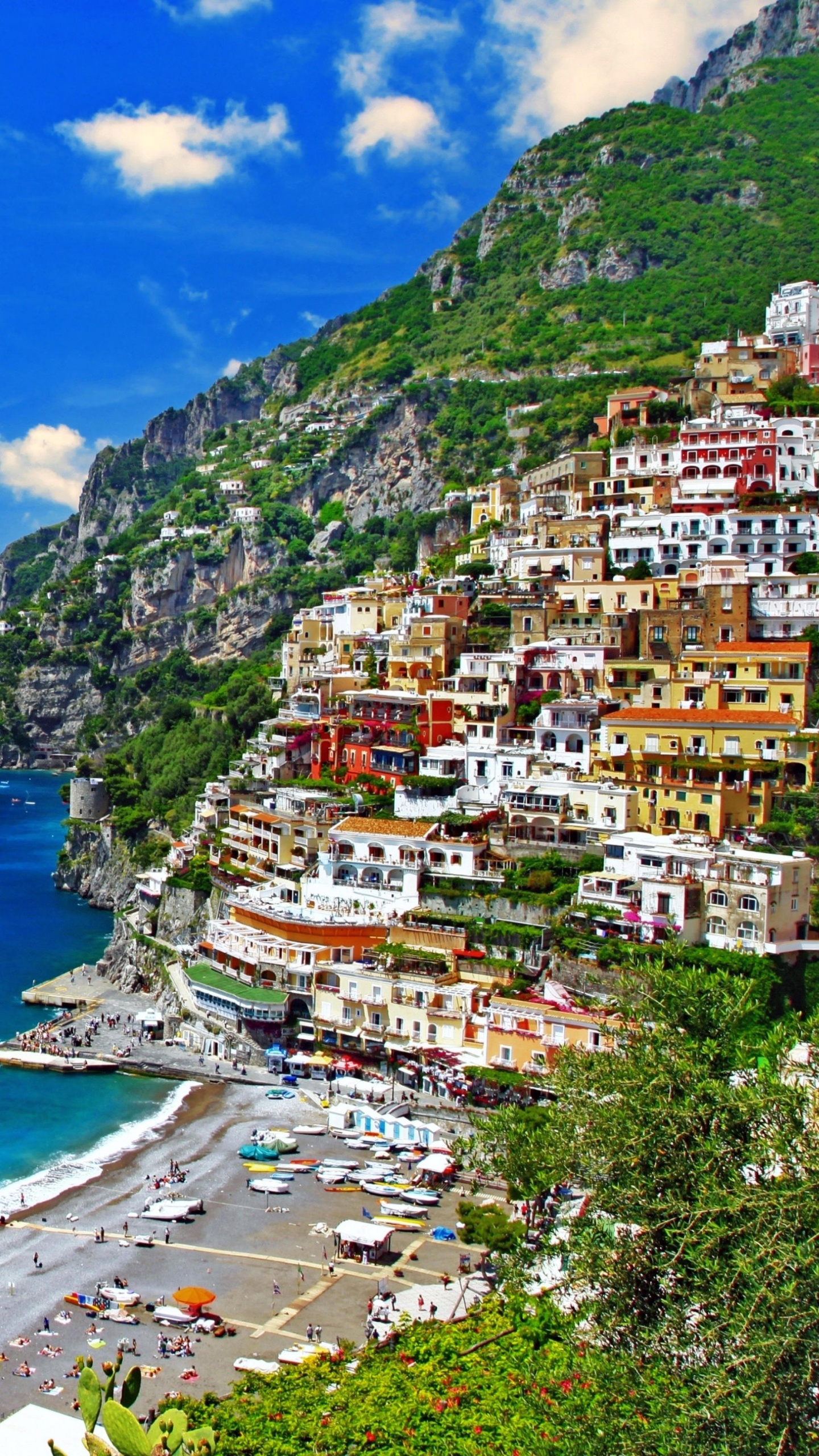 Обои Позитано, побережье, море, прибрежные и океанические рельефы, мыс в разрешении 1440x2560