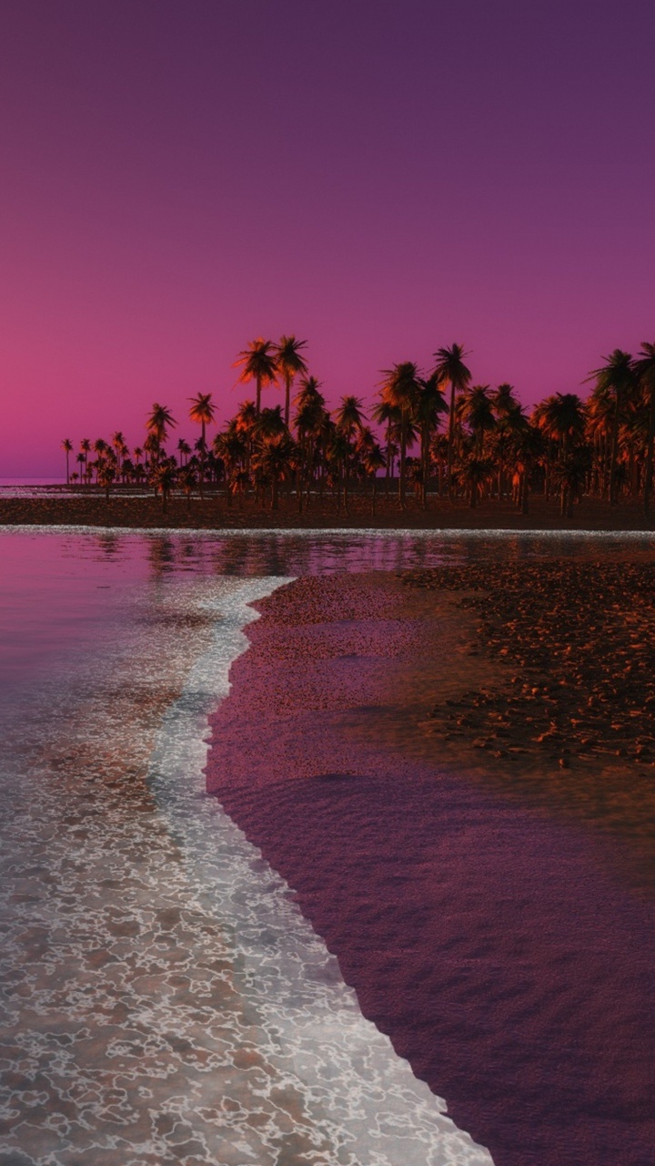 Обои закат, горизонт, море, берег, небо в разрешении 720x1280