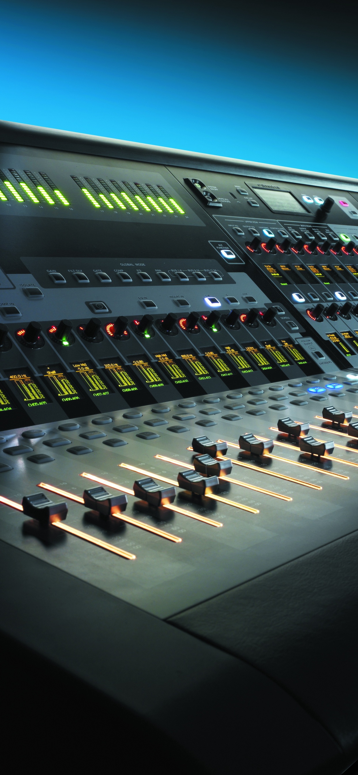 Обои микшерный пульт, студия звукозаписи, звуковое оборудование, технологии, электронный инструмент в разрешении 1242x2688