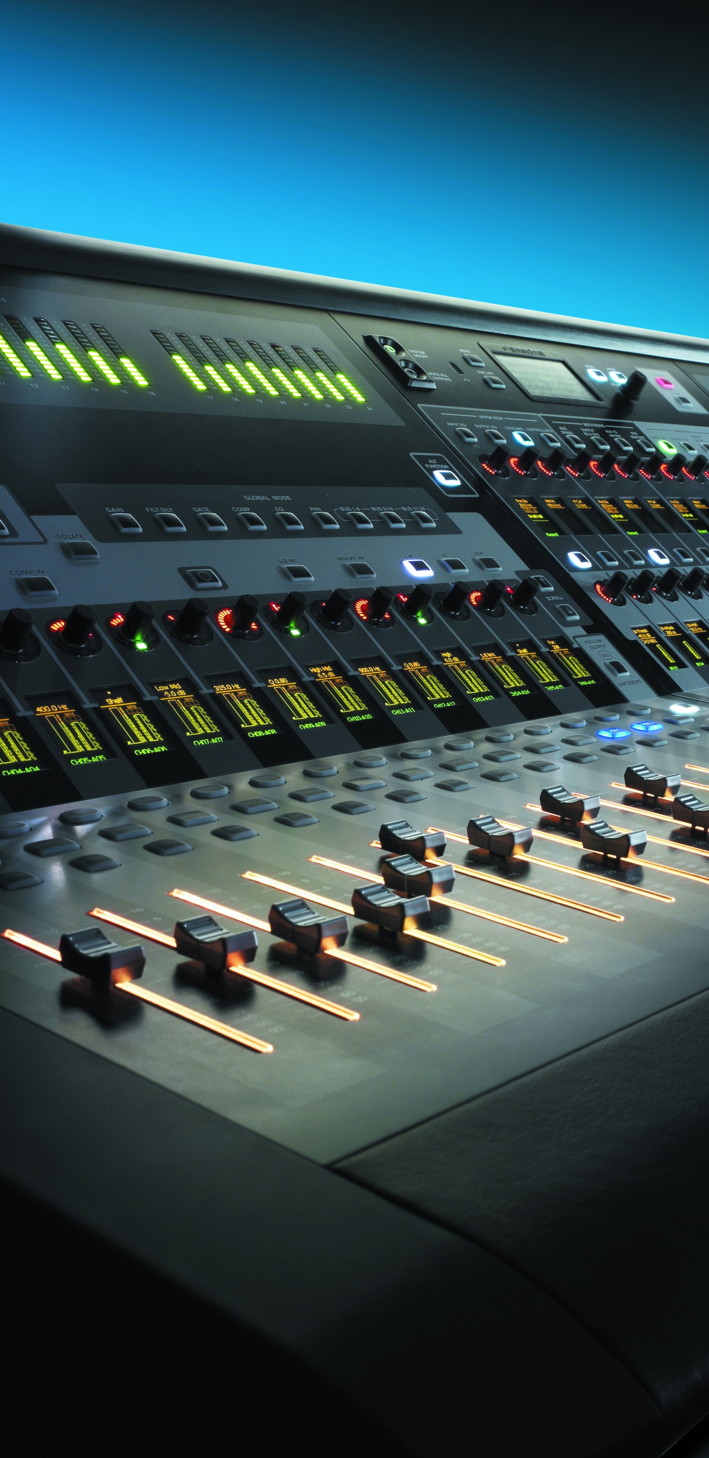 Обои микшерный пульт, студия звукозаписи, звуковое оборудование, технологии, электронный инструмент в разрешении 1440x2960