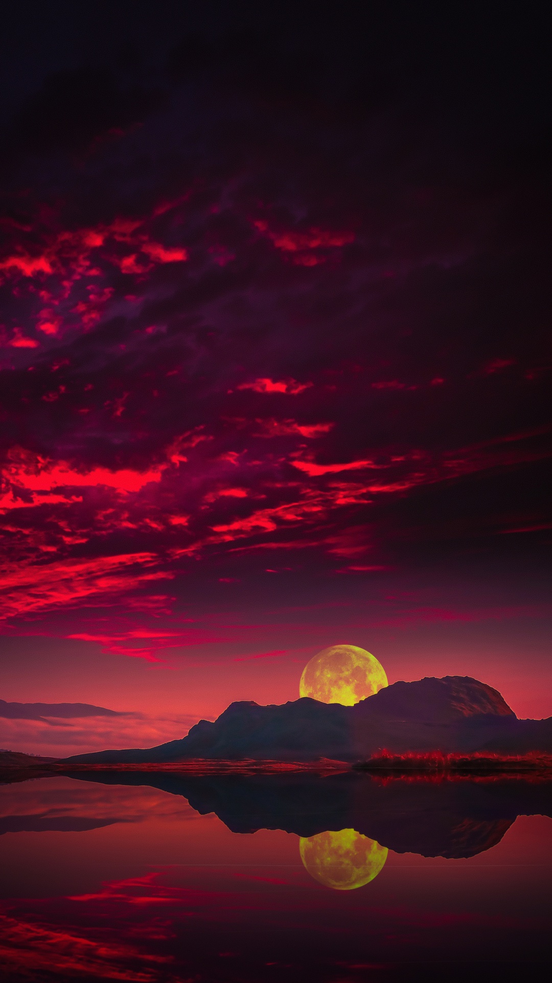 Обои облако, вода, атмосфера, природа, послесвечение в разрешении 1080x1920