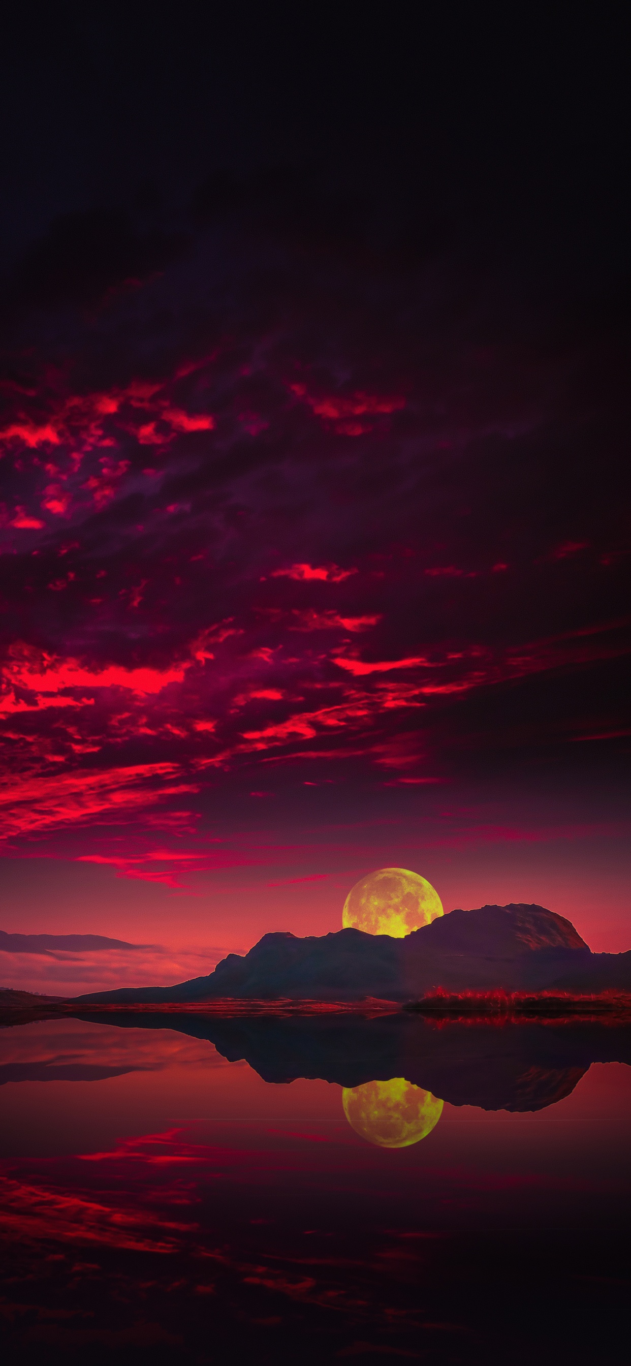 Обои облако, вода, атмосфера, природа, послесвечение в разрешении 1242x2688