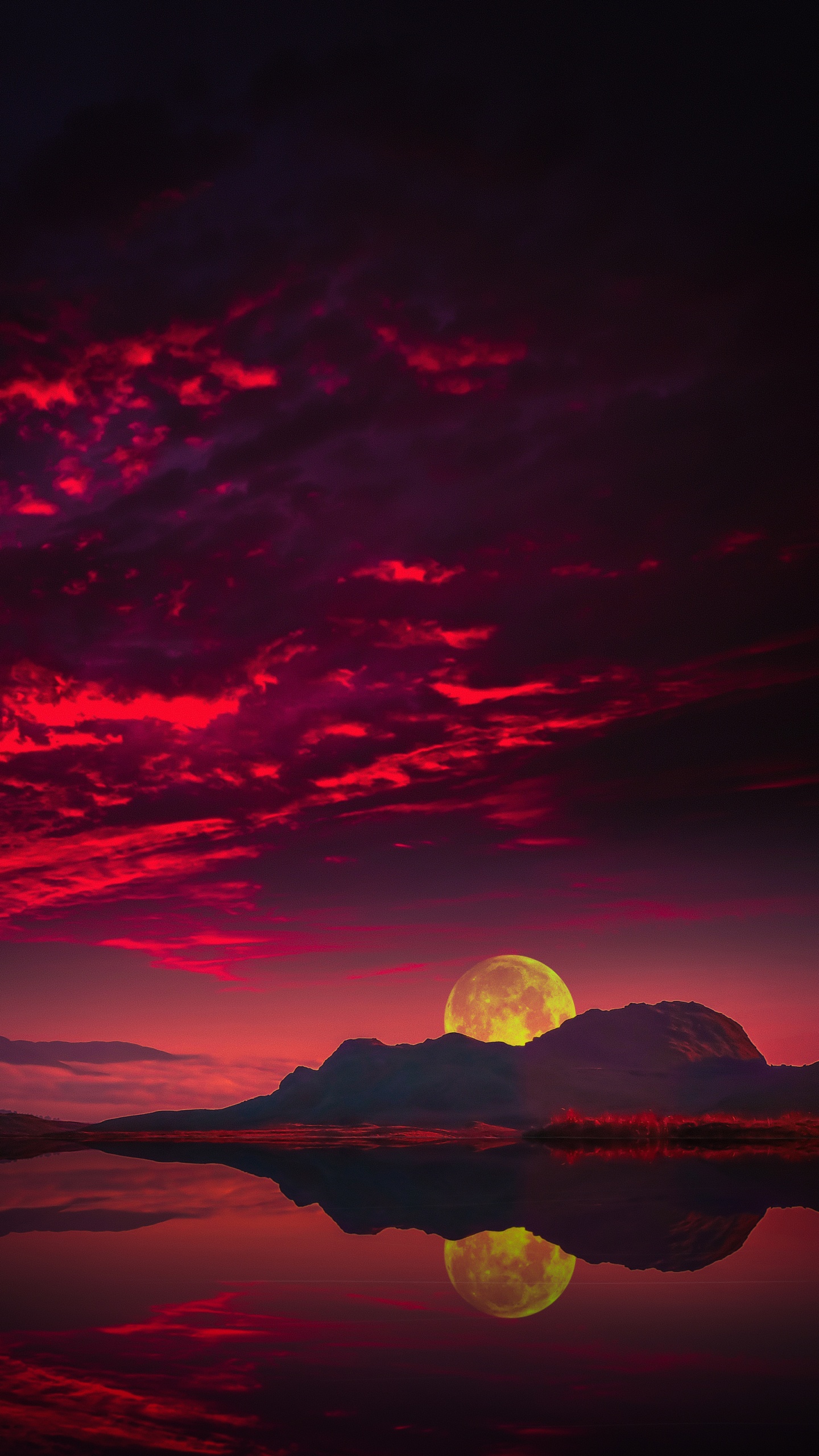 Обои облако, вода, атмосфера, природа, послесвечение в разрешении 1440x2560