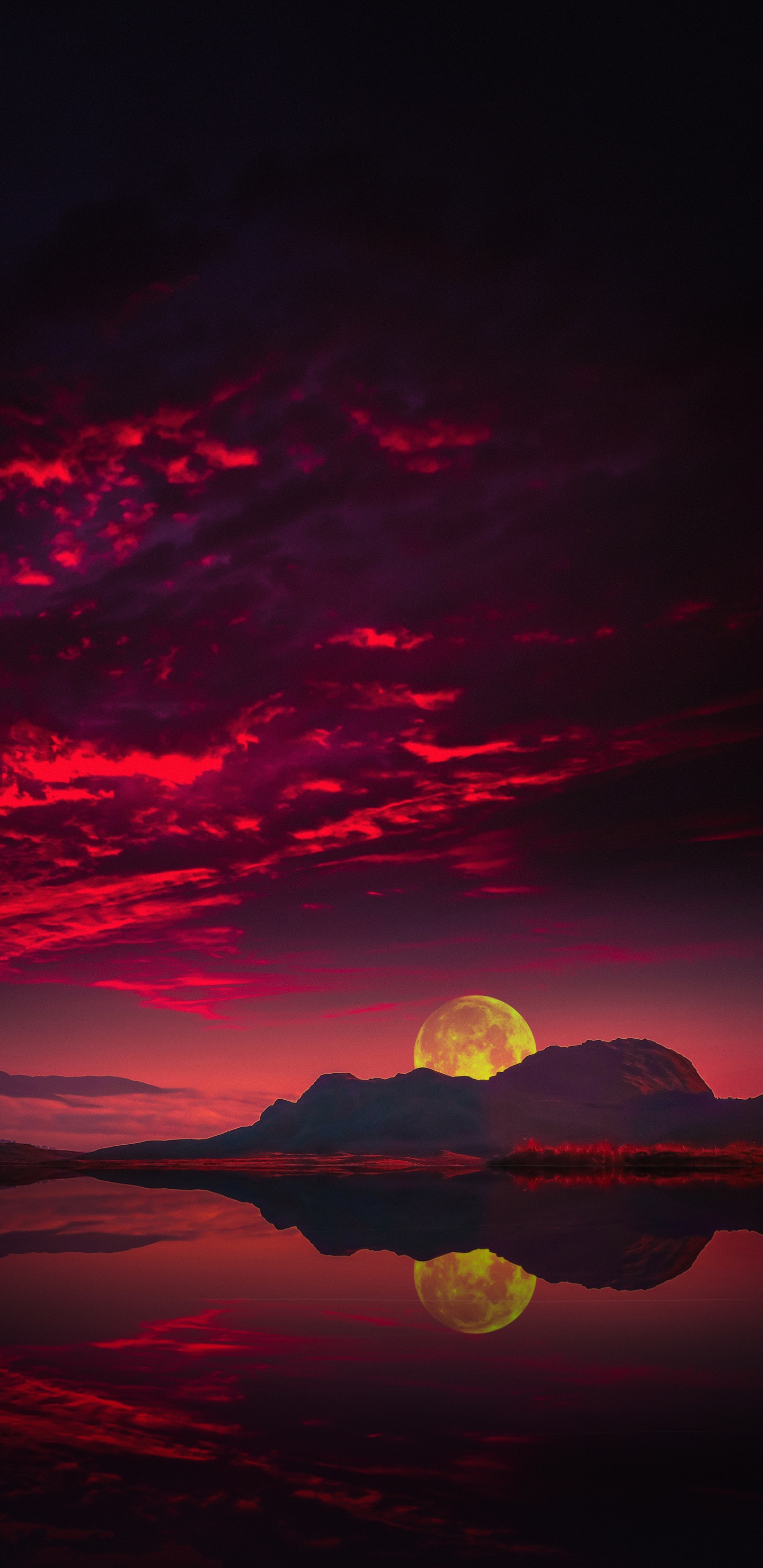 Обои облако, вода, атмосфера, природа, послесвечение в разрешении 1440x2960